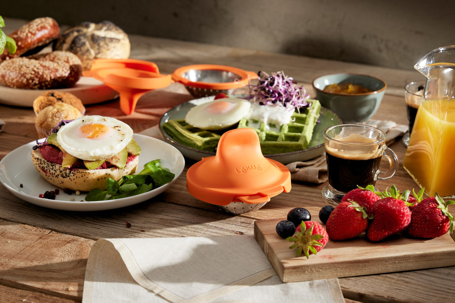 Lekue Poached Egg Maker/Poached Egg Cooker Set of 2, Orange
