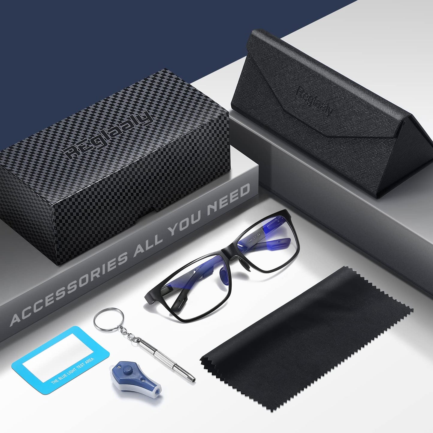 Reglaaly Blue-Light-Blocking-Glasses Men/Women Gaming Glasses Computer Screen Eyeglasses Metal Frame (black)