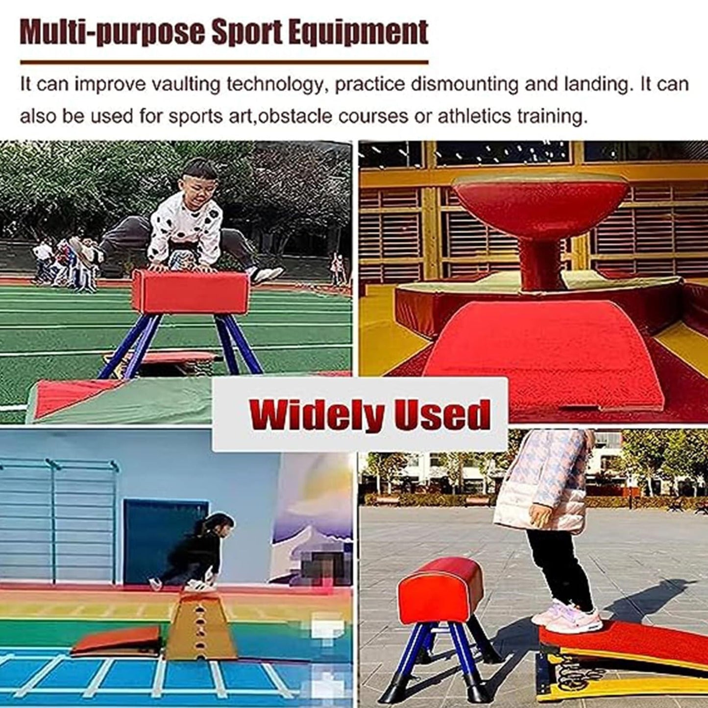 Gymnastics Springboard, Hardwood with Crash Protection Mats, Heavy Duty Vaulting Springboard for Kids, Teens, and Adults