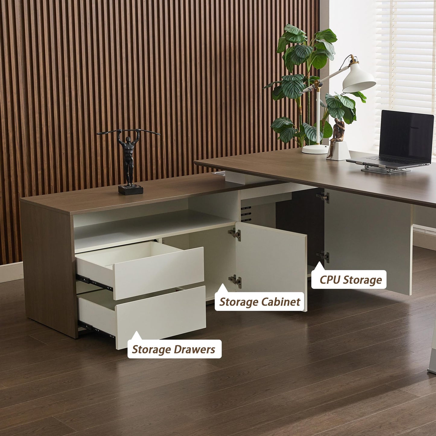 Okeysen 69" Executive Desk and File Storage Cabinet