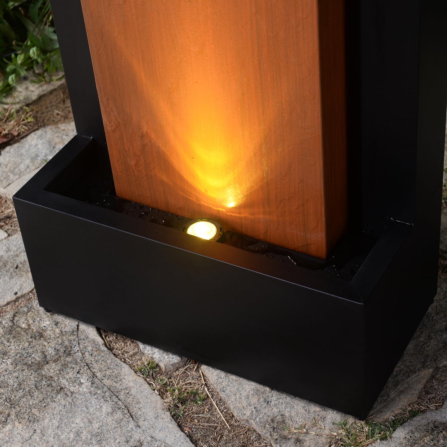 Zinc Metal Fountain with LED Lights - Rustic Elegance