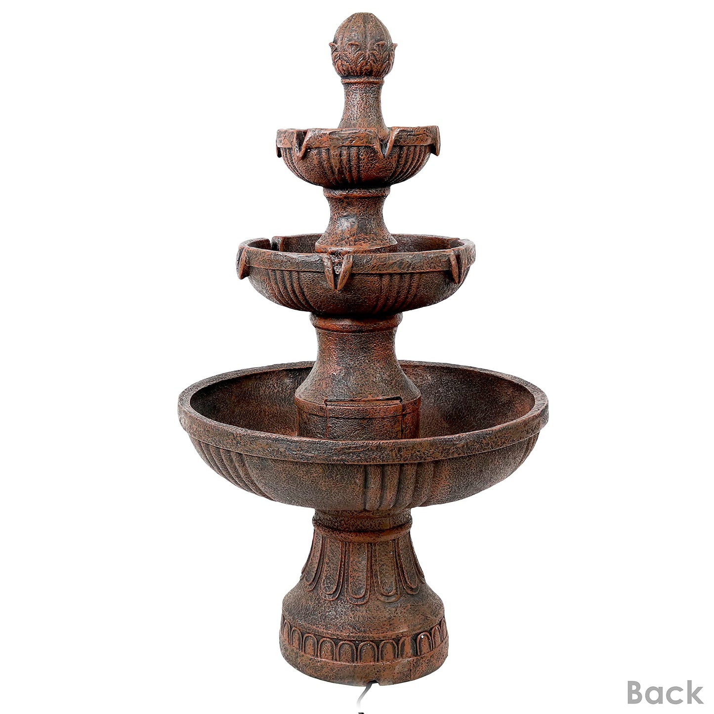 Sunnydaze Flower Blossom 43" Tiered Outdoor Water Fountain - 3-Tiered Outdoor Fountain for Garden, Patio, or Backyard - Earth Finish
