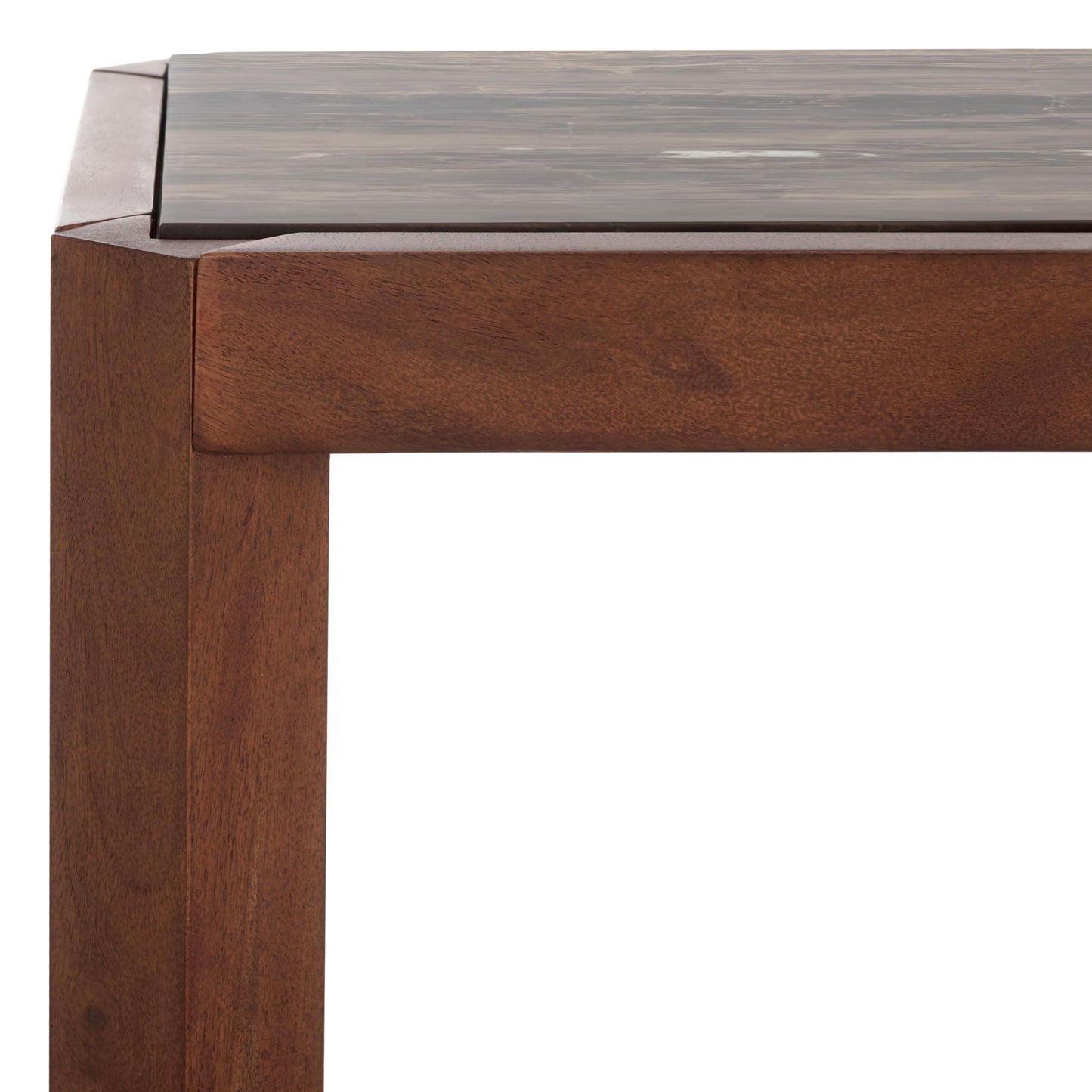 SAFAVIEH Couture Collection - Bernardi Walnut & Brown Marble Top Console Table with Solid Wood Base, Modern Accent Entryway Table (SFV9745B)