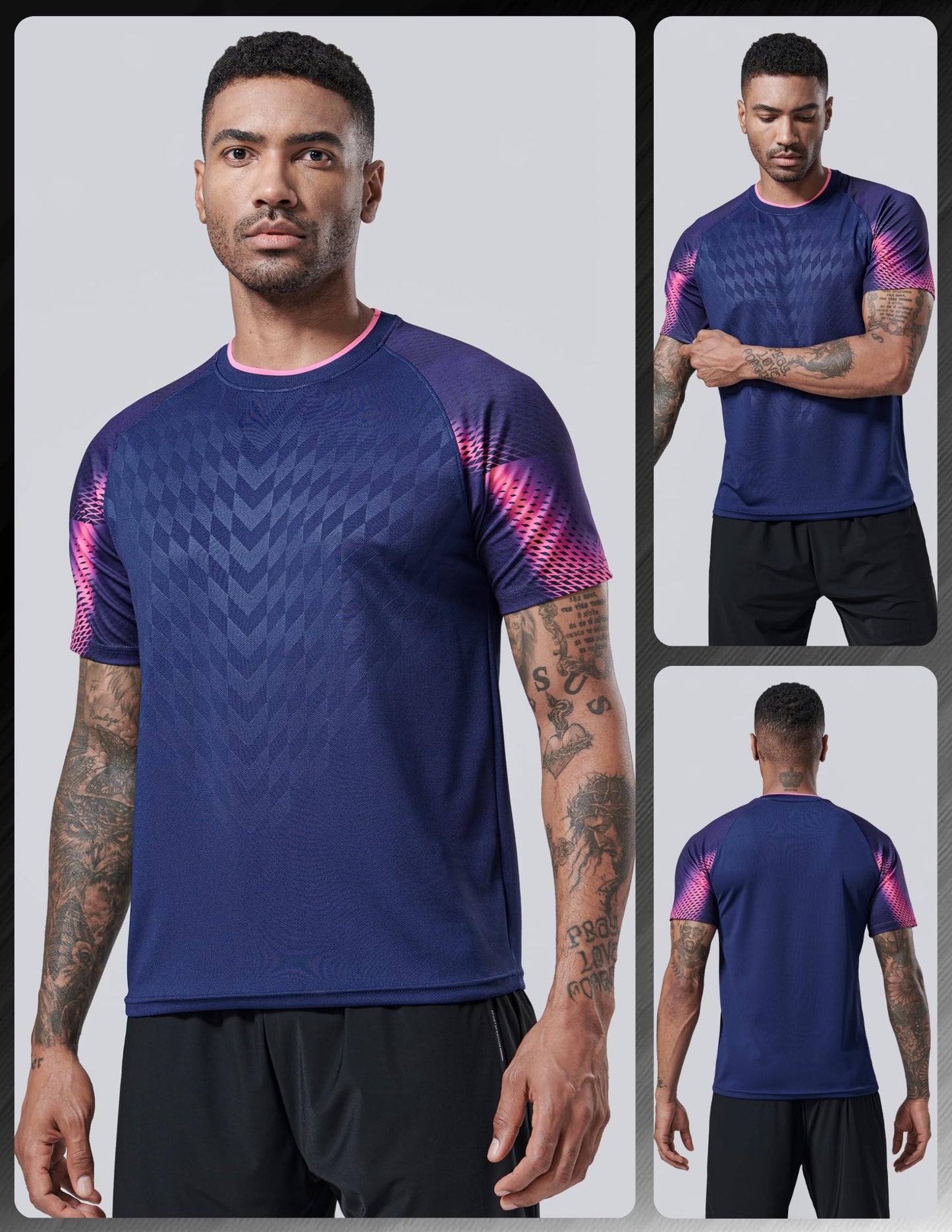 5 Pack Men’s Active Quick Dry Crew Neck T Shirts | Athletic Running Gym Workout Short Sleeve Tee Tops Bulk (Set 11, X-Large)