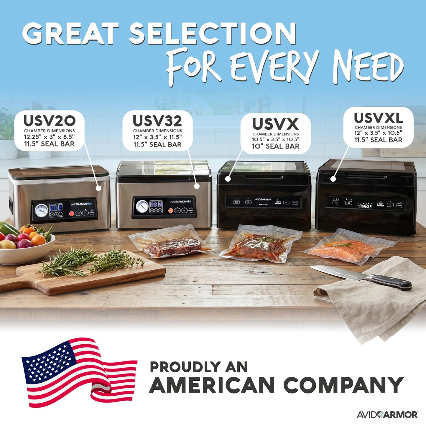 Avid Armor Chamber Vacuum Sealer Machine USV20 Ultra Series for Wet Foods, Meat Vacuum Packing Machine, Compact with 11.5-Inch Vaccum Sealer Bar