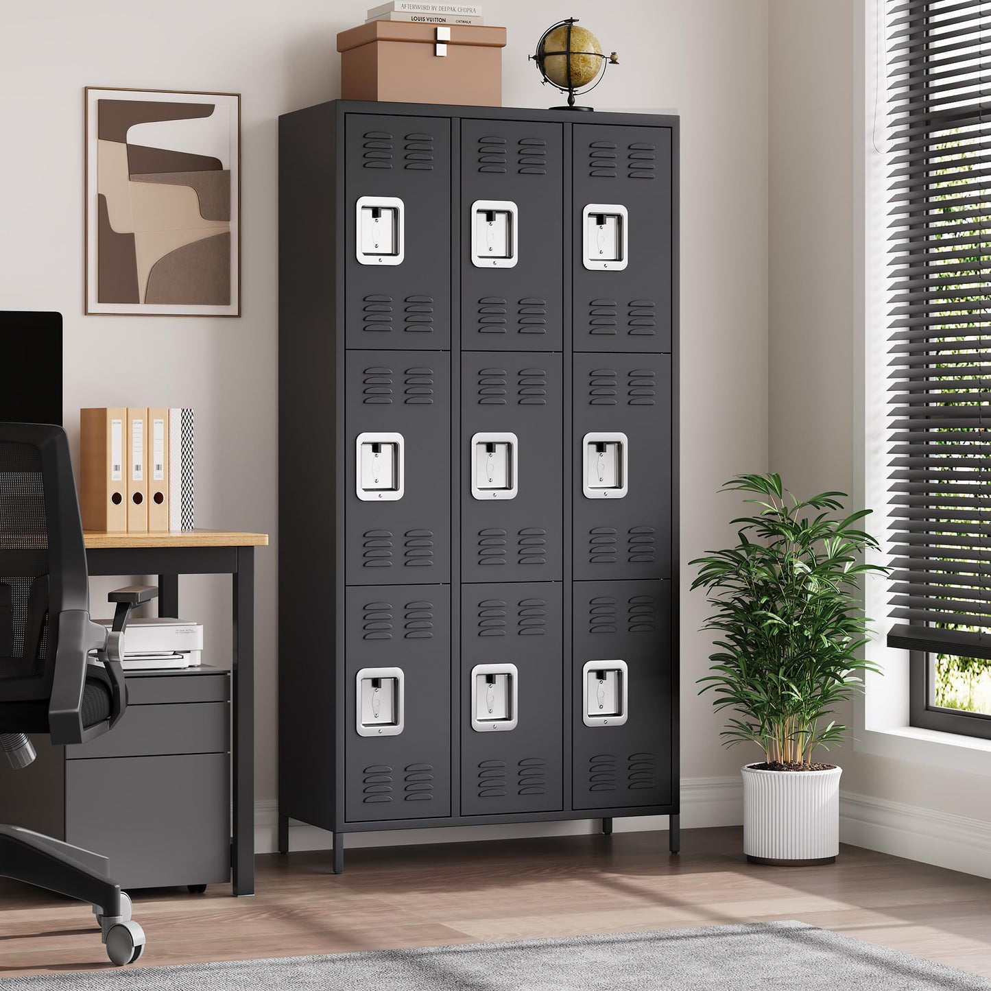 GarveeLife Employee Lockers for Office 9 Doors, Metal Sorage Locker Combination for Employees, Industries Double Tier Metal Locker for Home, School, Gym