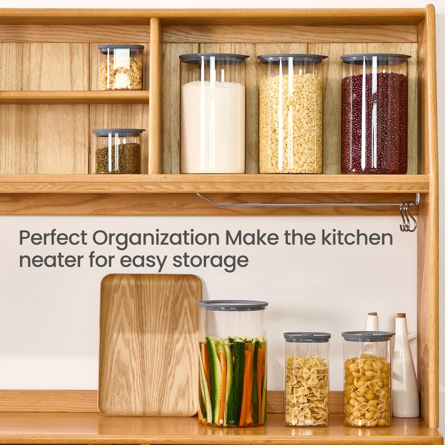 Spreccio Flour Sugar Storage Containers, 1-Gallon(4.2Qt) Cereal Containers Storage with Airtight Lids, Glass Food Jars for Oats, Cereal and More