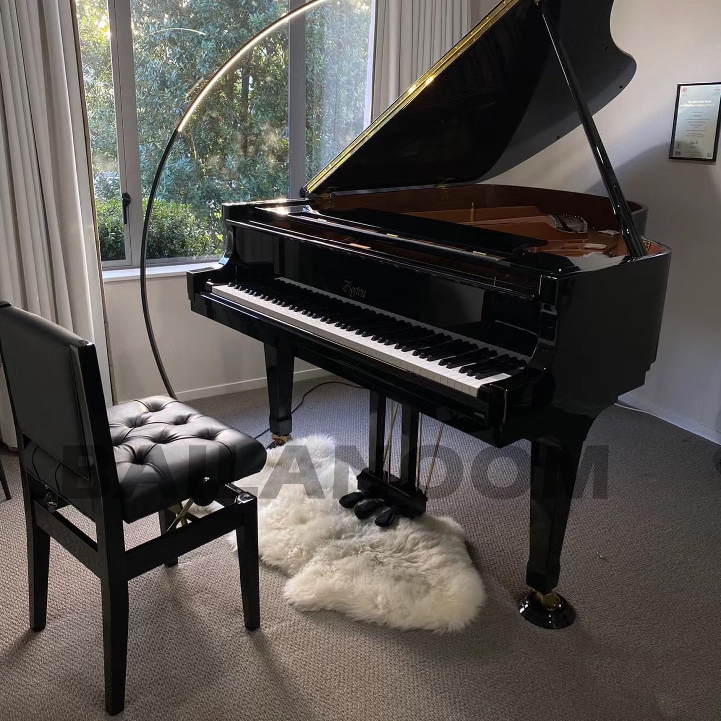 Bailanoom Adjustable Piano Chair Bench with Back Support,Black Piano Stool Music Bench,Musician Chair