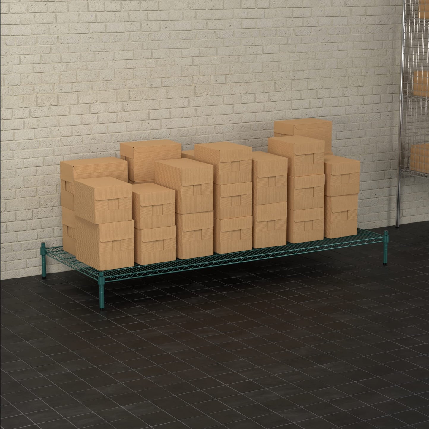 Krollen Industrial 30" x 72" NSF Green Wire Stationary Dunnage Storage Rack with 8" Posts Ideal for Commercial Kitchen Home Garage Warehouse Shelters