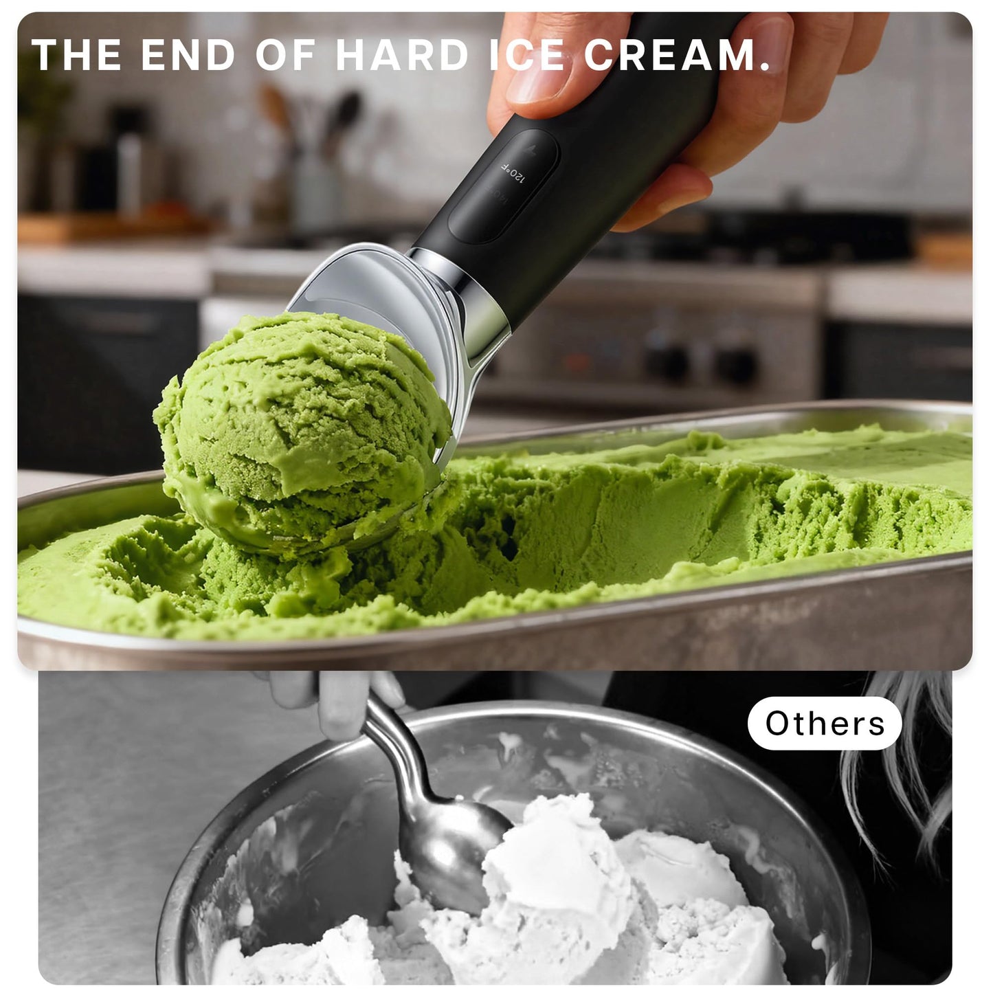 VRAIKO Heated Ice Cream Scoop | Electric Icecream Scooper with 3-Level Adjustable Heats - 120/140/160℉, LED Display, 2600mAh Capacity, Rechargeable | for Hard Ice Cream and More (Black)