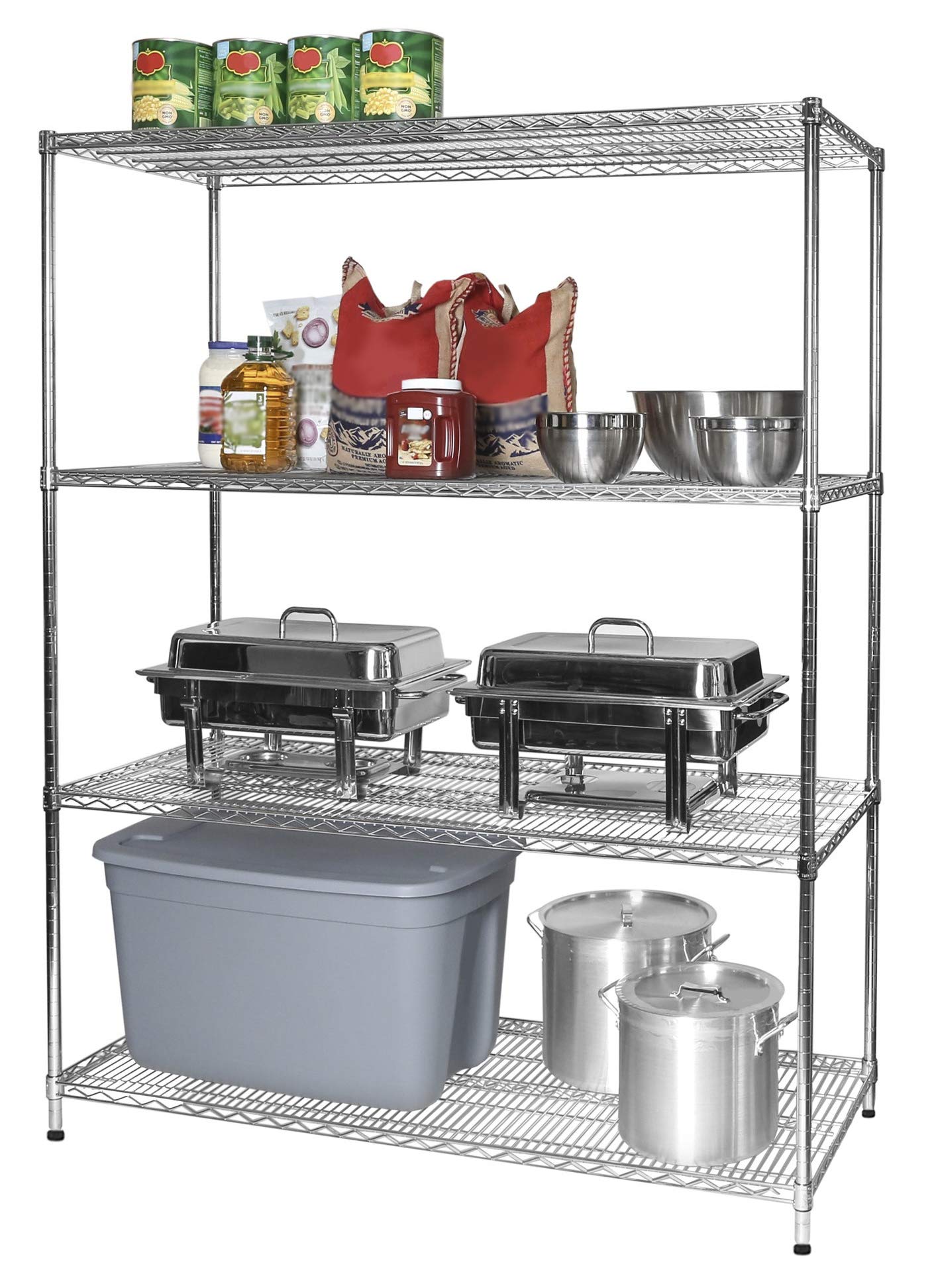 Regal Altair 24" Deep x 48" Wide x 74" High 4 Tier Chrome Wire Shelving Kit | NSF Commercial Storage Rack Unit