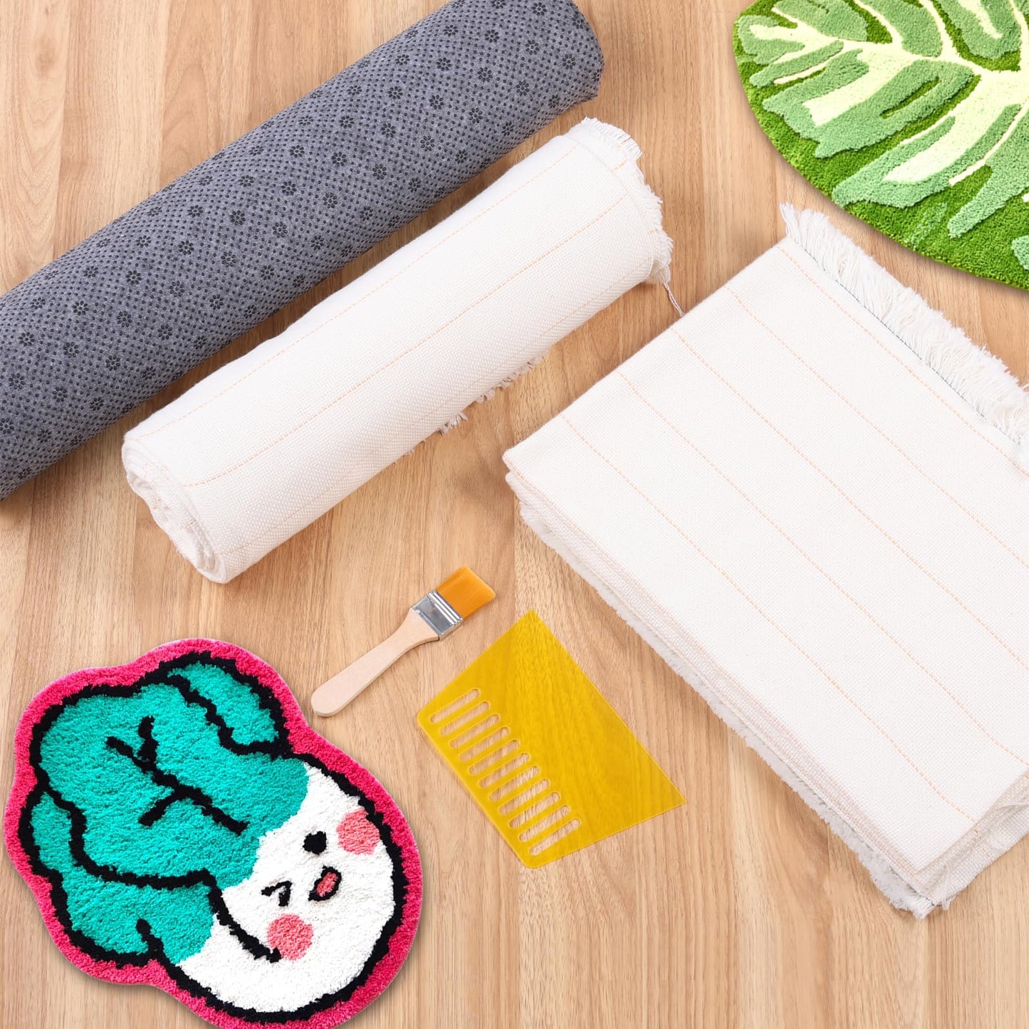 4 Pcs 79'' x 59" Large Tufting Cloth for Rugs and 71'' x 39" Non Slip Final Backing Tufting Cloth with Marked Lines Primary Tufting Cloth Rug Tufting Kit for Tufting Gun Punch Needle DIY Rug