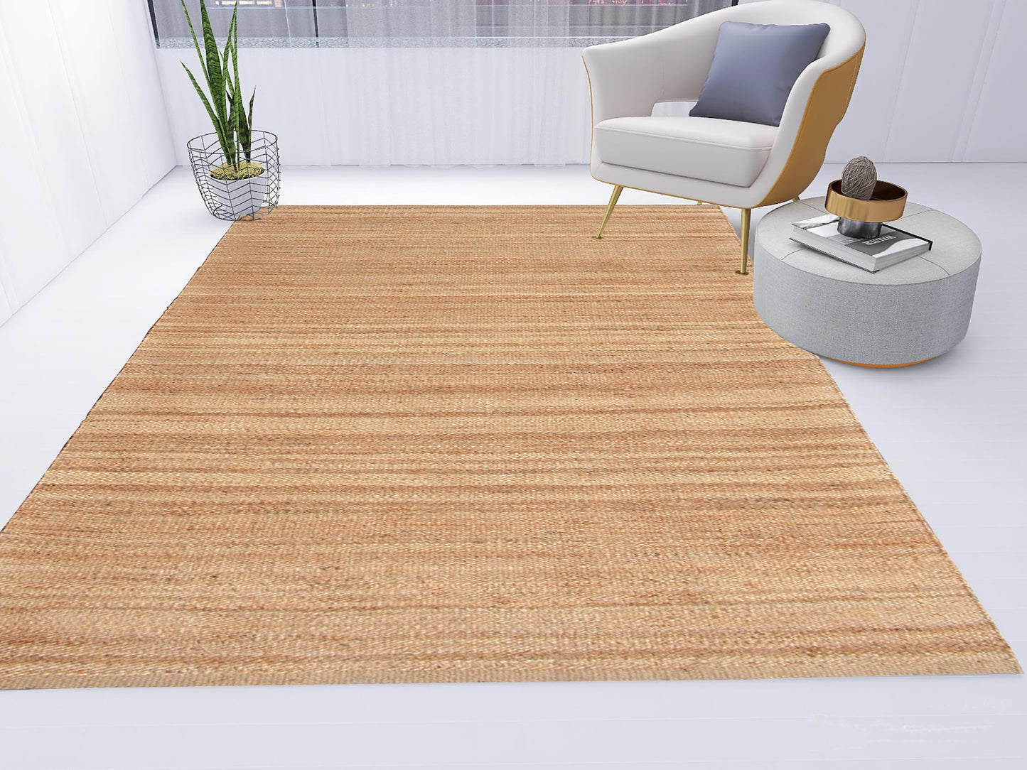Antep Rugs Natural 8x10 Indoor Hand Woven Fiber Jute Area Rug (Natural, 7'10" x 10')