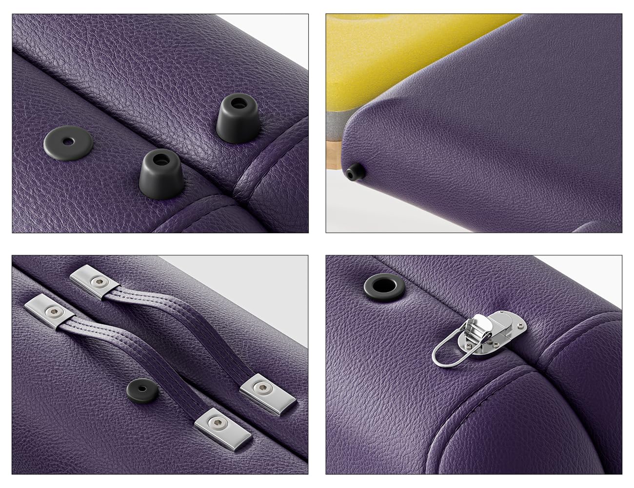 DOVANS Professional Massage Table Portable 2 Fold Premium Memory Foam Aluminium Leg Hold Up to 1100LBS 8 Heights Adjustable with Carrying Bag Violet