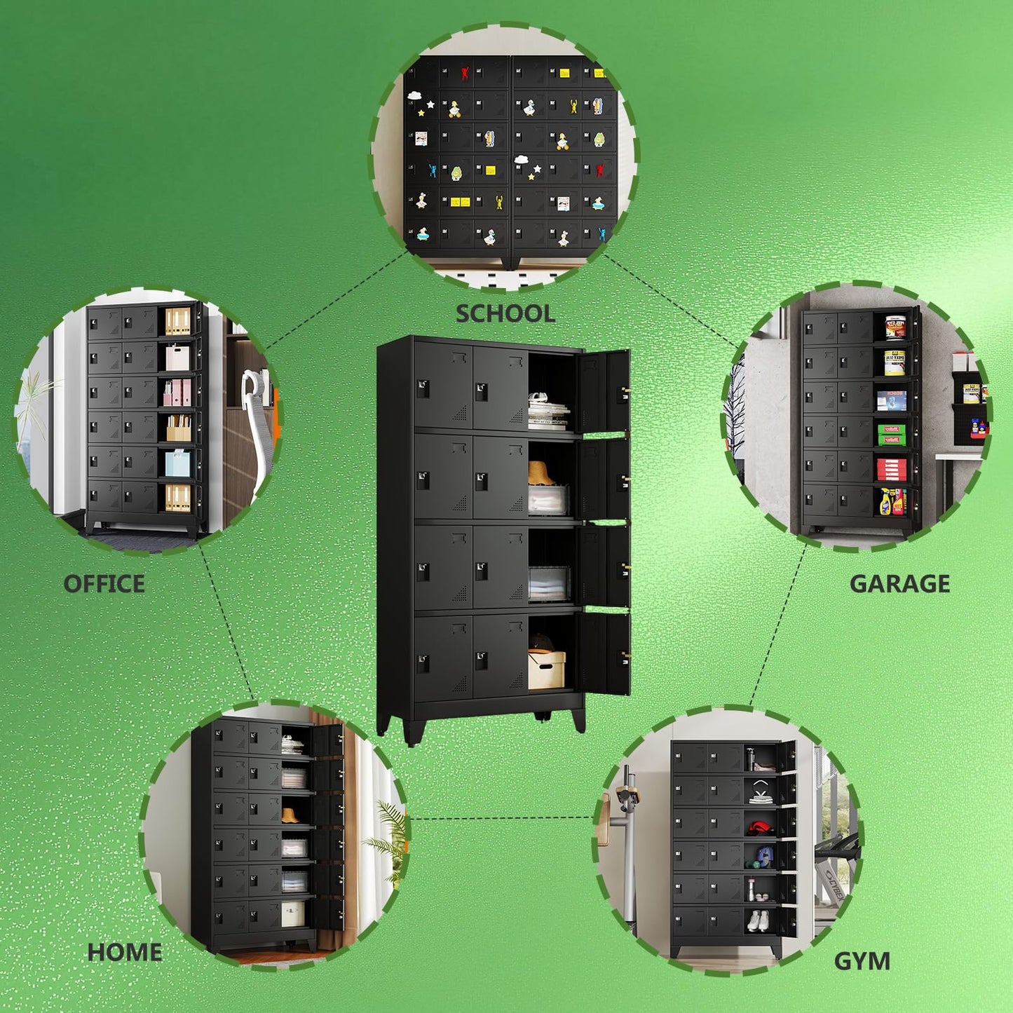 erosoei Metal Lockers for Employees, 12 Doors Metal Storage Locker with Card Slot and Ventilation Holes, Steel Employee lockers for Home Office School Gym Garage, Requires Installation