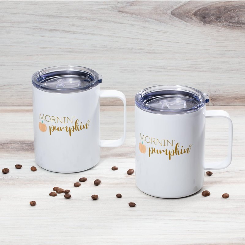 Cambridge EP109WHCB2DS 16 Oz Mornin Pumpkin Coffee Mugs, Set Of 2