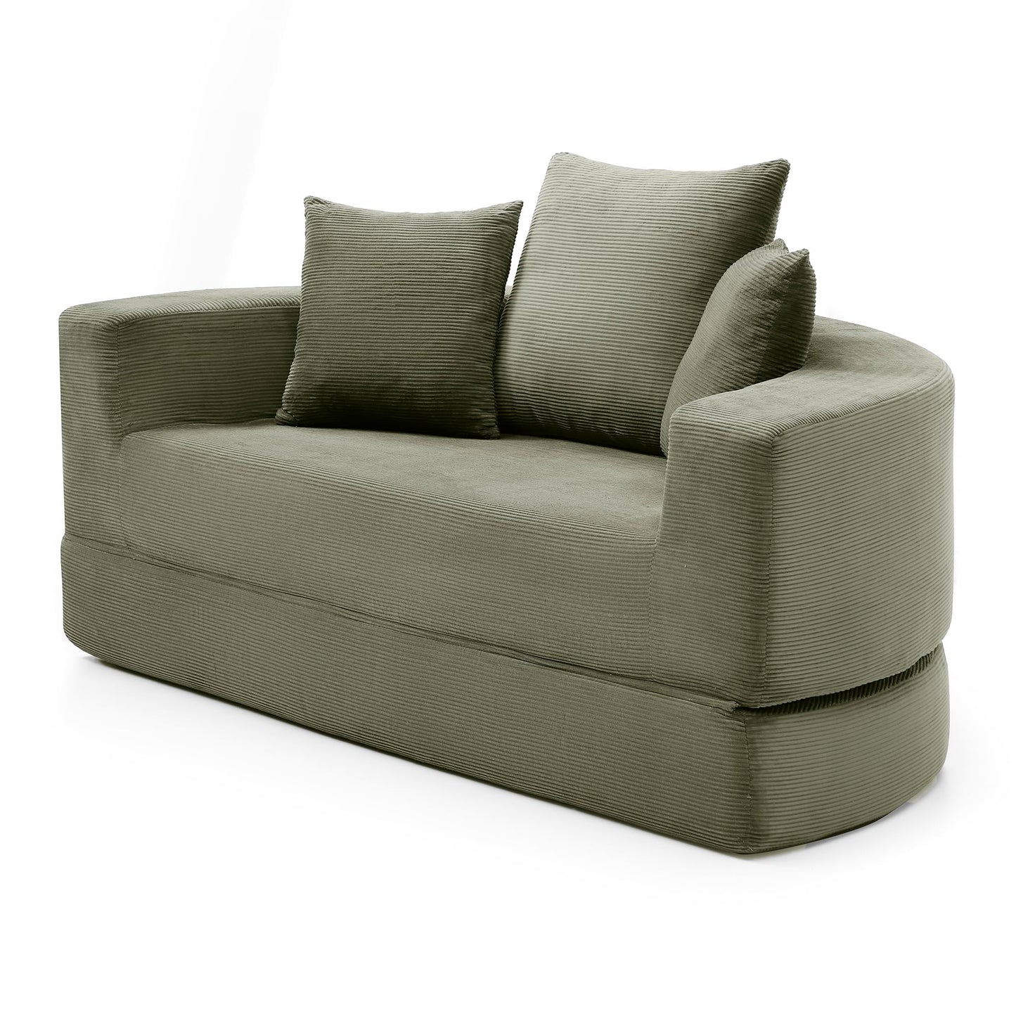 KEIKI 67" Corduroy Convertible Circular Floor Sofa Bed,Multi-Functional Adjustable Futon Couch for Living Room Apartment Office,No Assembly