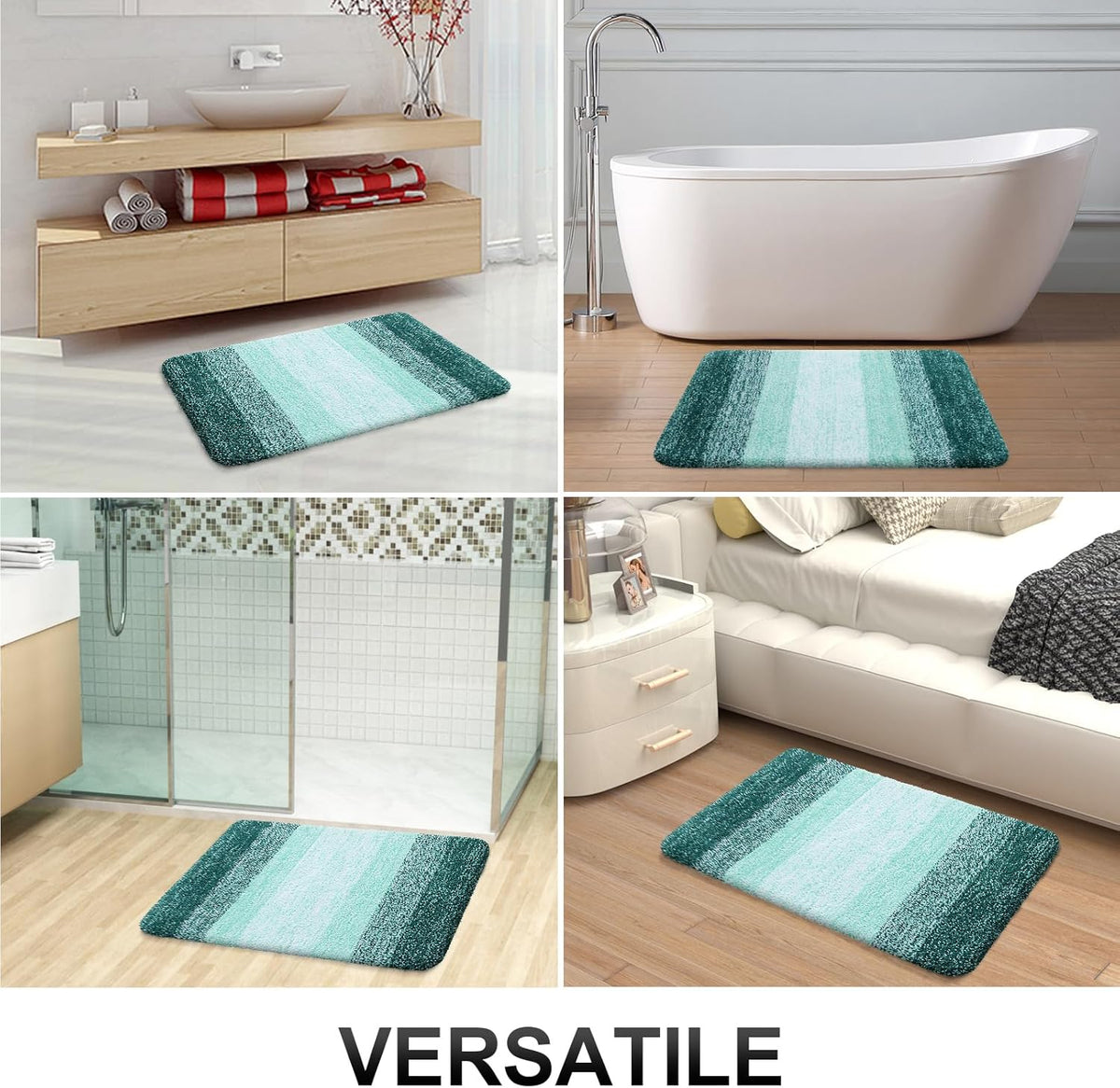 OLANLY Bathroom Runner Rug - Extra Soft Microfiber Mat with Rubber Backing | 47x20 Inches, Quick Dry, Blackish Green