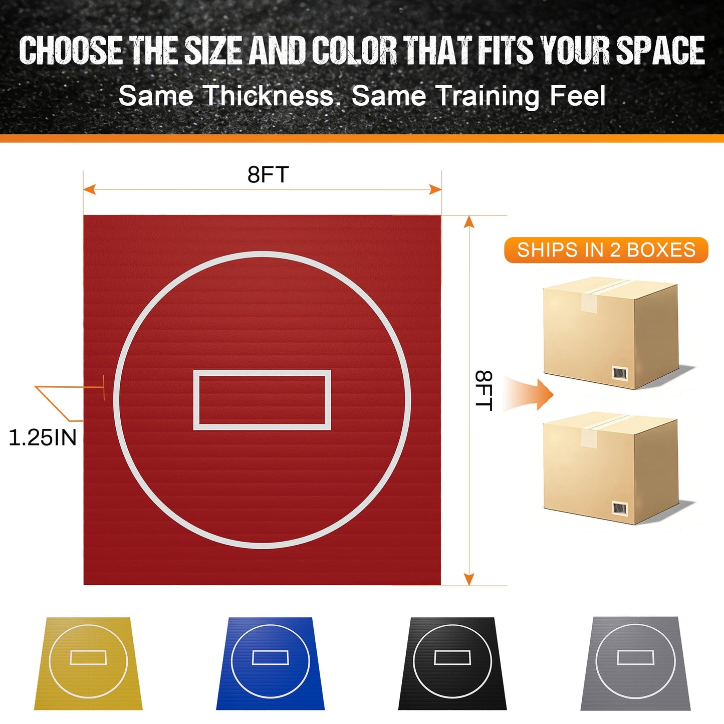 GianToucan Wrestling Mat for Home, 8’x 8’x 1.25” Grappling Mat for Wrestling, MMA, BJJ, Jiu Jitsu, Judo, Gym, Roll-Up Wrestling Practice Mat for Kids & Adults,Easy to Clean Indoor/Outdoor, Red