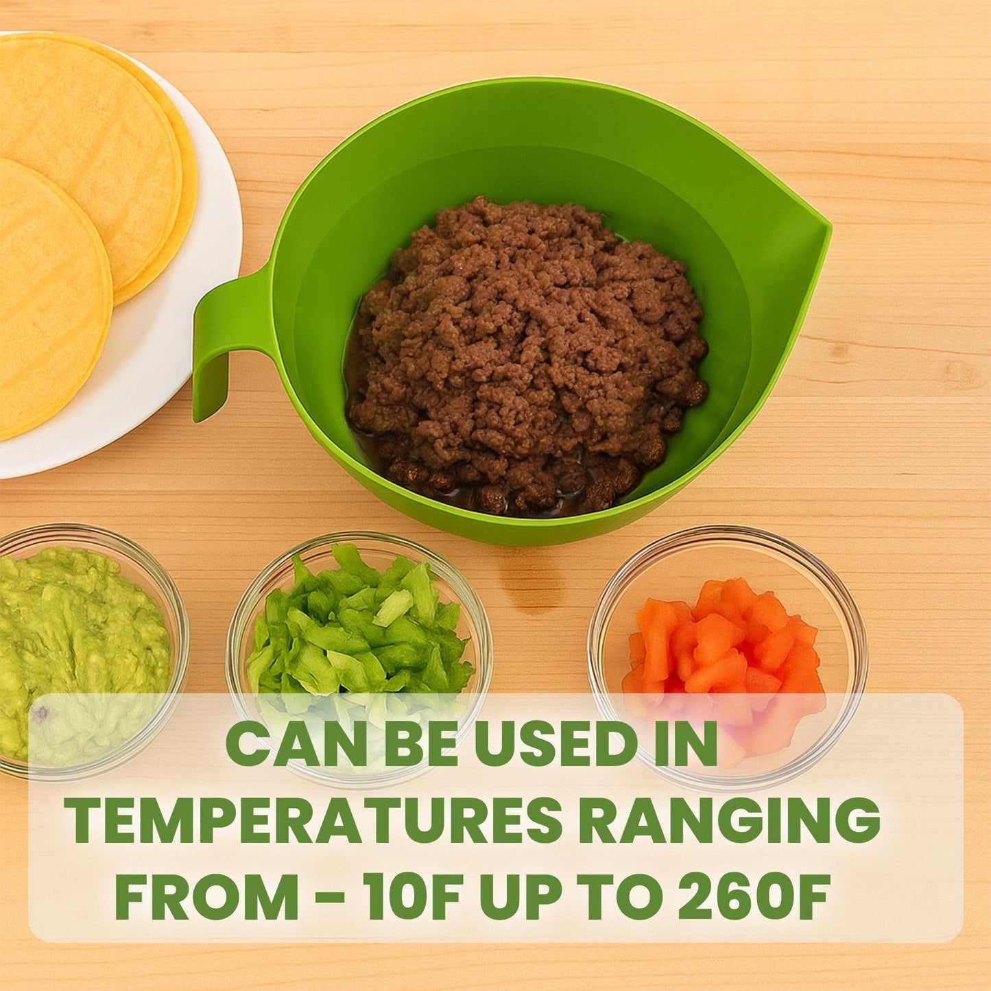 Easy Greasy 3-Piece Colander Grease Strainer Set – Green Grease Separator with Handle, Container & Lid – Strains Bacon, Pasta, Ground Beef – BPA-Free Kitchen Gadget