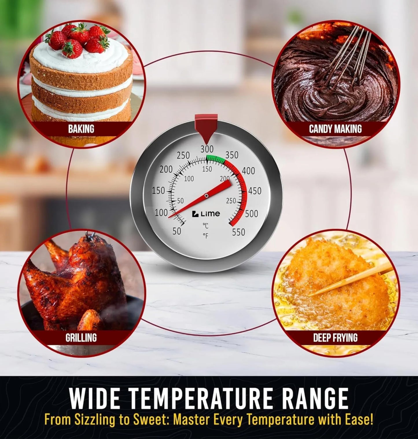 Craft911 Candy Thermometer with Pot Clip - Deep Fry Oil Thermometer for Frying and Candle Making (Black)