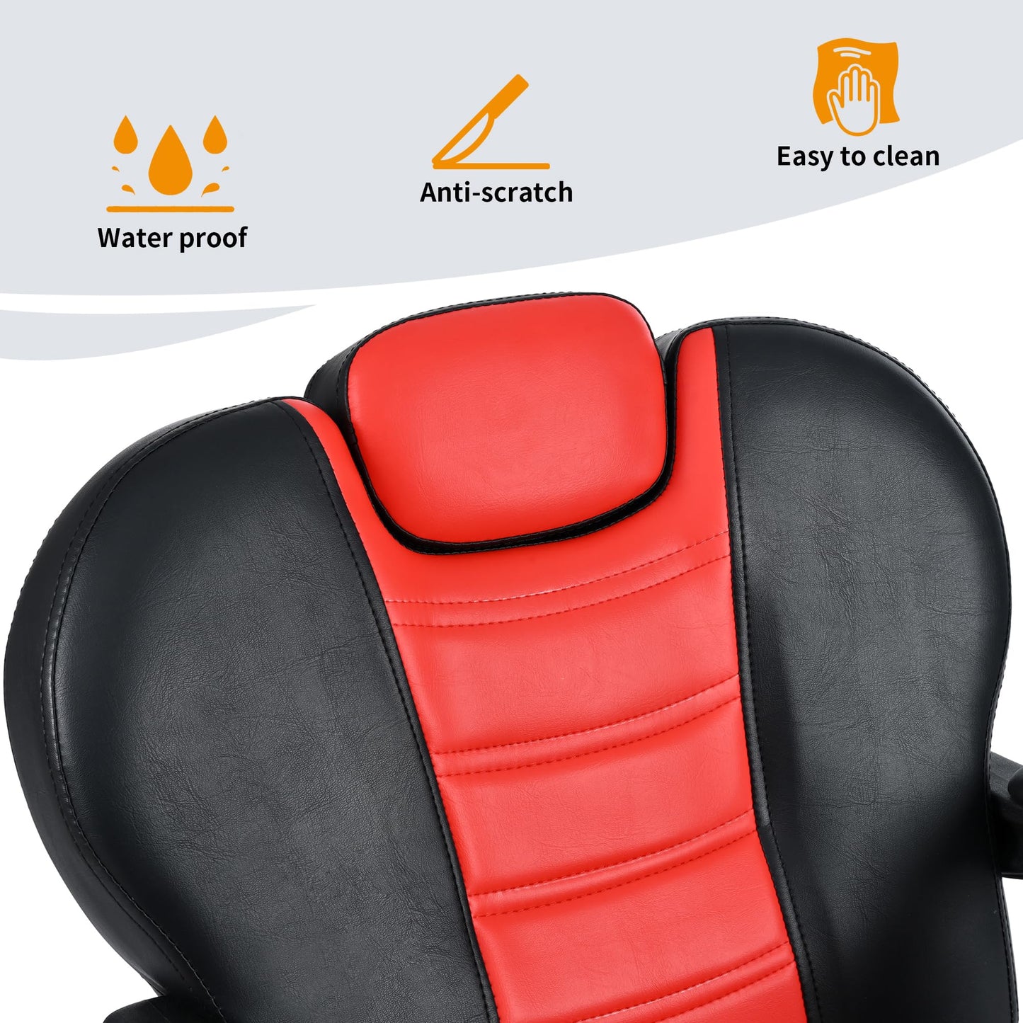 Classic Reclining Barber Salon Chair, for Hair Stylist with Heavy Duty Hydraulic Pump, 360° Rotation, Tattoo Shampoo Beauty Equipment, Red+Black