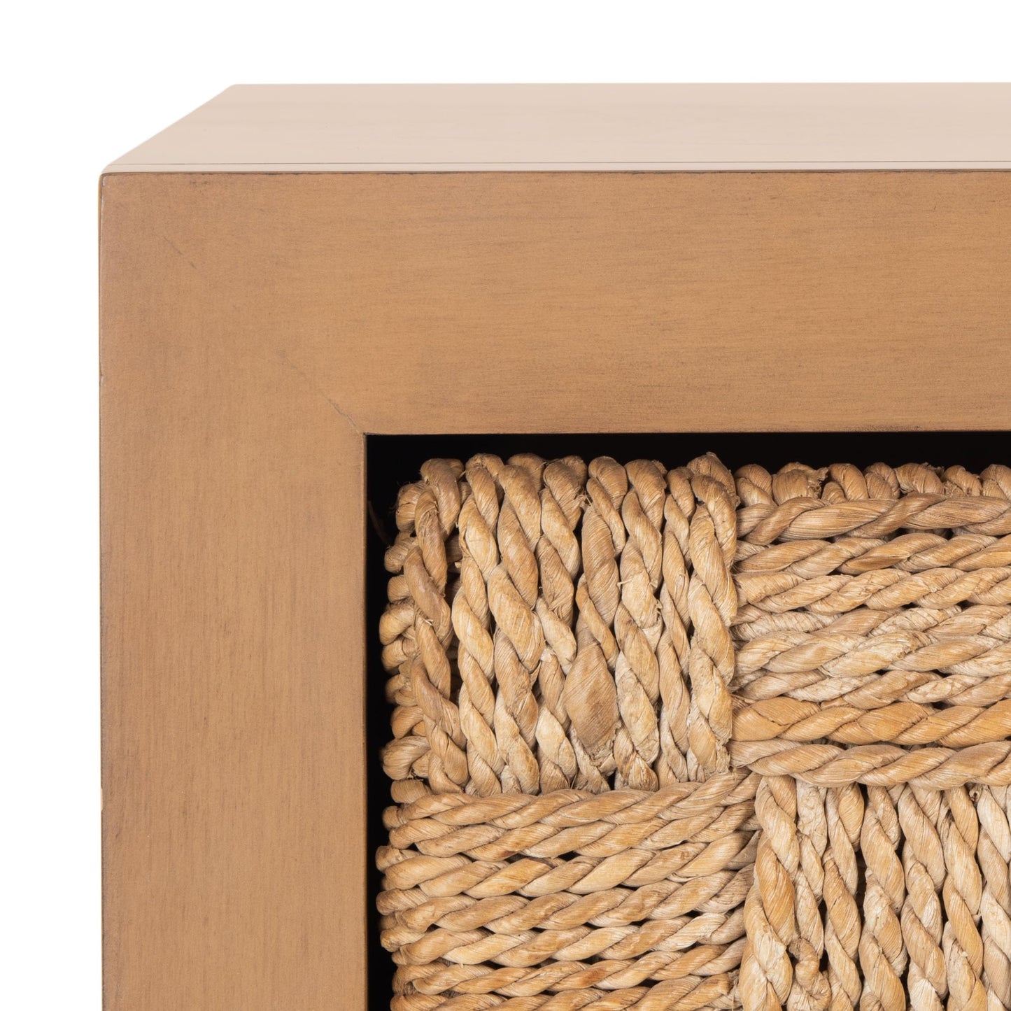SAFAVIEH Couture Collection Rosario Natural/Dark Brown Woven 4-Drawer Accent Table Nightstand (Fully Assembled)