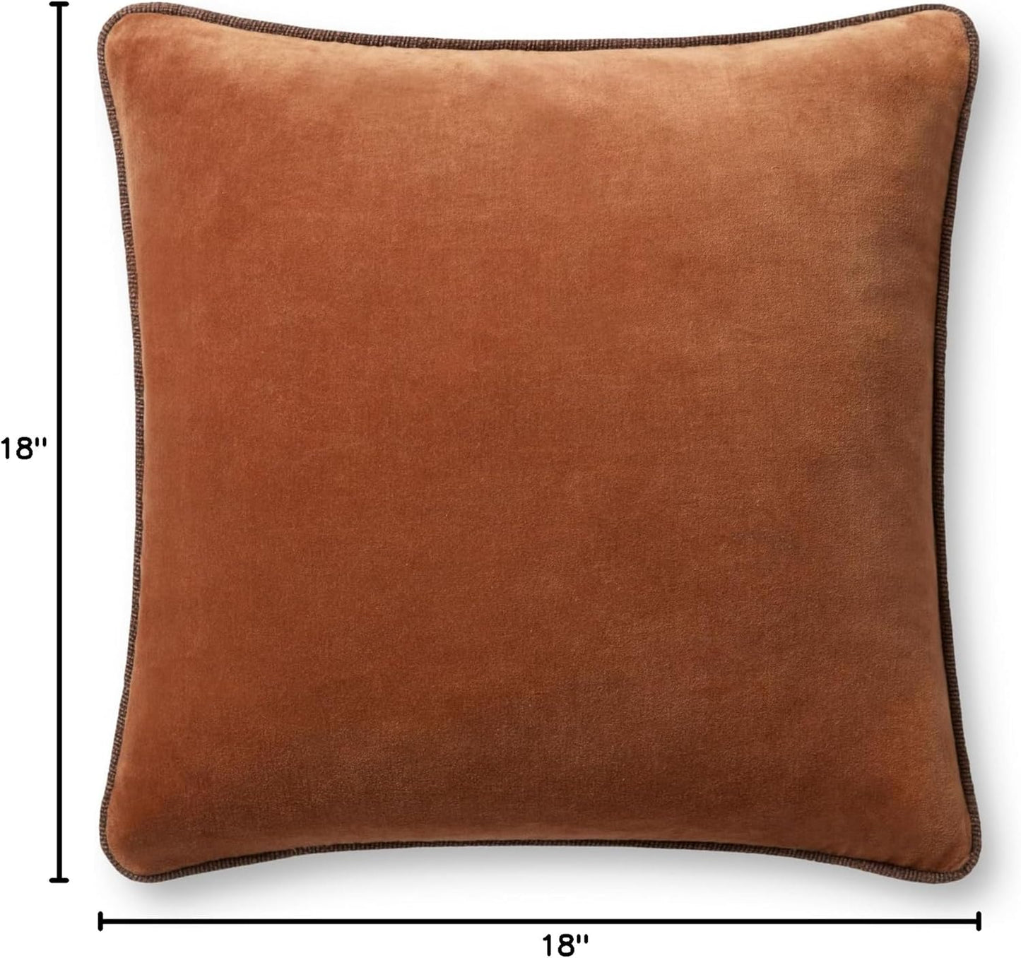 Loloi Liza Pillow Cover 18'' x 18'' with Poly, Rust
