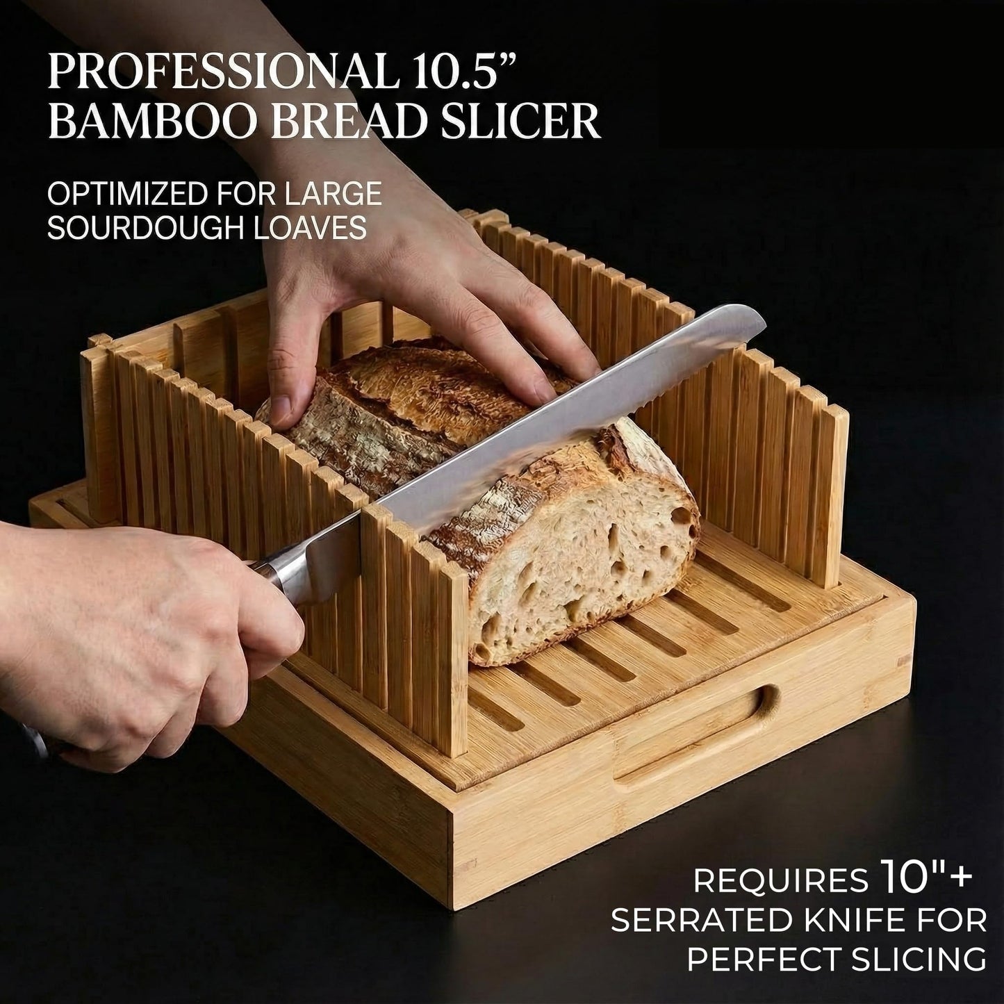 LukieBoee Sourdough Bread Slicer – 10.5″ Adjustable Bread Cutter for Homemade Bread, Precision Cutting Guide with Grooves, Wide Loaf Slicing Tool & Holiday Gift for Bread Lovers