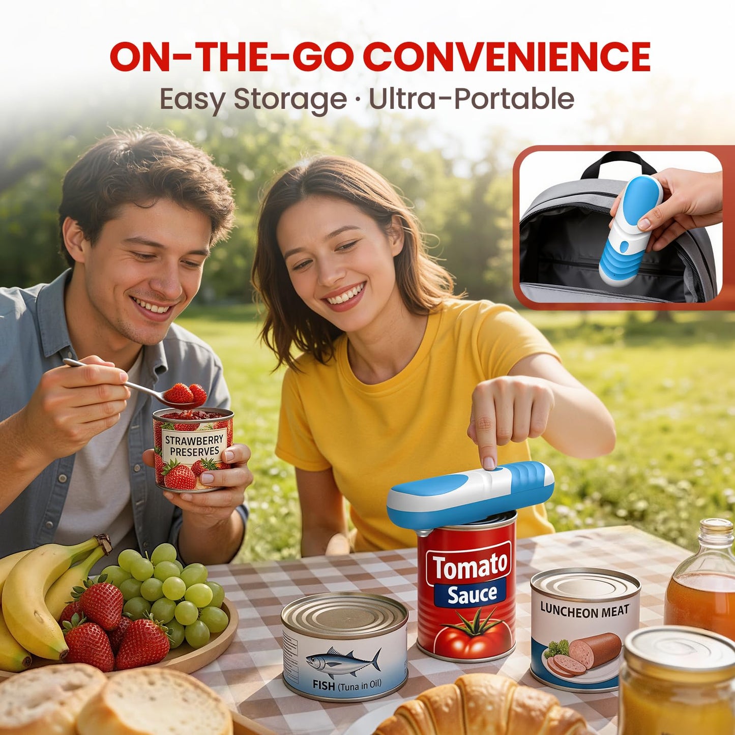 One Touch Electric Can Opener Automatic Can Opener for Seniors, Rechargeable Smooth Edge Can Opener with Magnetic Cover Catch, Food Safe Kitchen Gadget for Arthritis Hands
