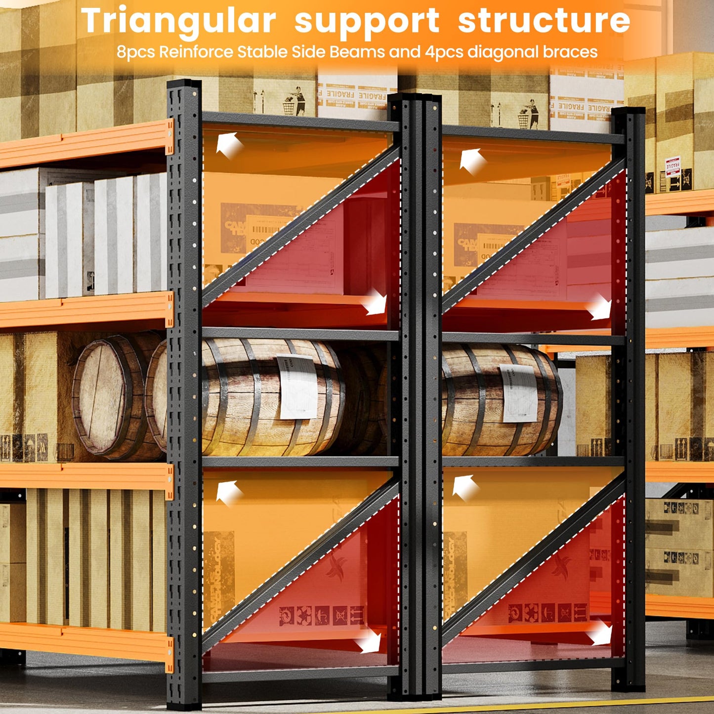 AFAIF Storage Shelves Heavy Duty, 6000LBS Metal Garage Shelving 24” Deep Storage Rack Shelf, Steel Tall Industrial Shelving, 4 Tier Adjustable Standing Shelf for Warehouse/Shop 79" W x 24" D x 79" H