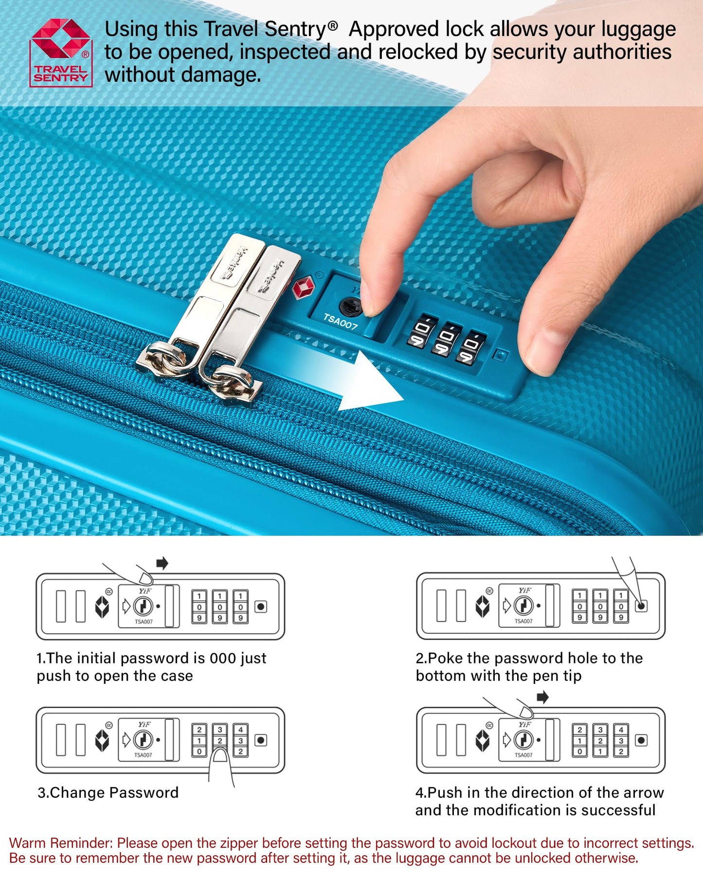 Hanke 29 Inch Plus Expandable Luggage Large Suitcases with Wheels,Checked Luggage Hard Shell Suitcases, PC Trunk Luggage Extra Large Suitcase with Lock for Women Men(Caribbean Blue)