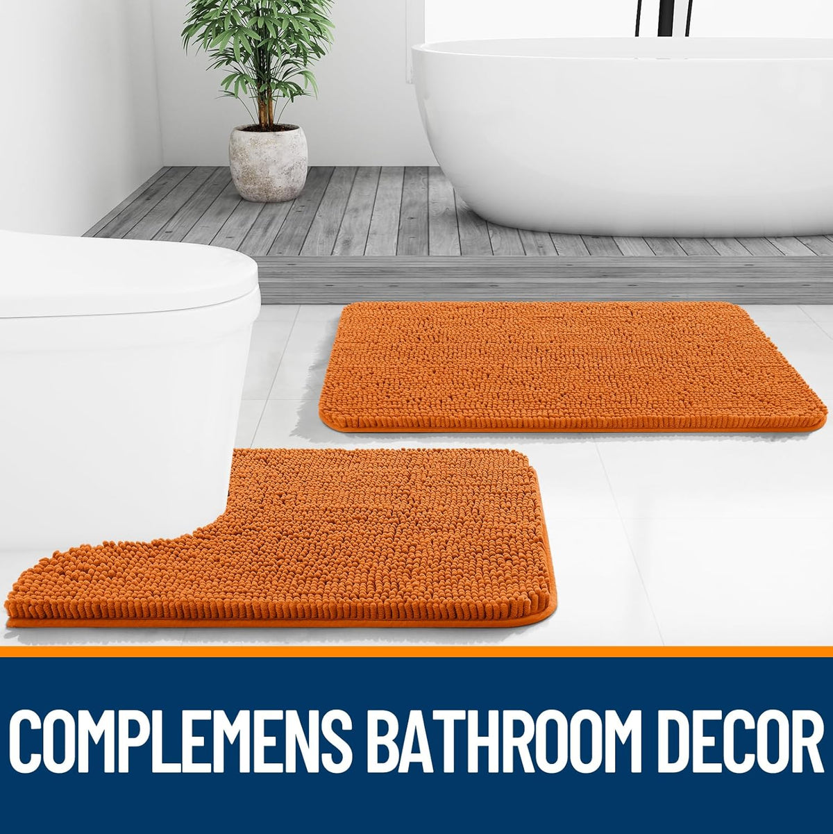 OLANLY Bathroom Runner Rugs - Extra Soft Chenille Bath Mats | Quick Dry, Machine Washable, 44x24, Clay