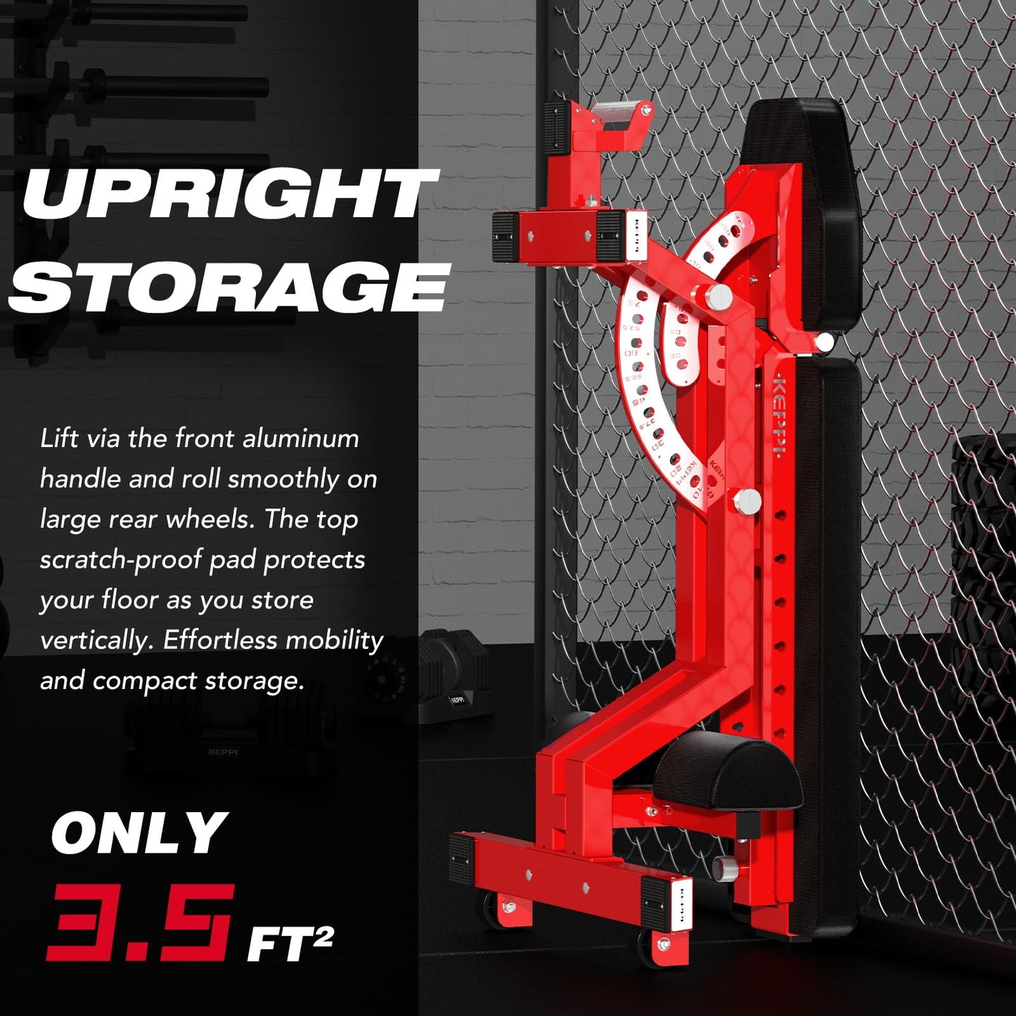 KeppiFitness Weight Bench, 1500LBS Capacity Workout Bench, 17” Bench Press Height, 11+8 Adjustable Weight Bench with Flat/Incline/Decline Angle and On-end Storage - Bench6000 (2026 Version Red Frame)