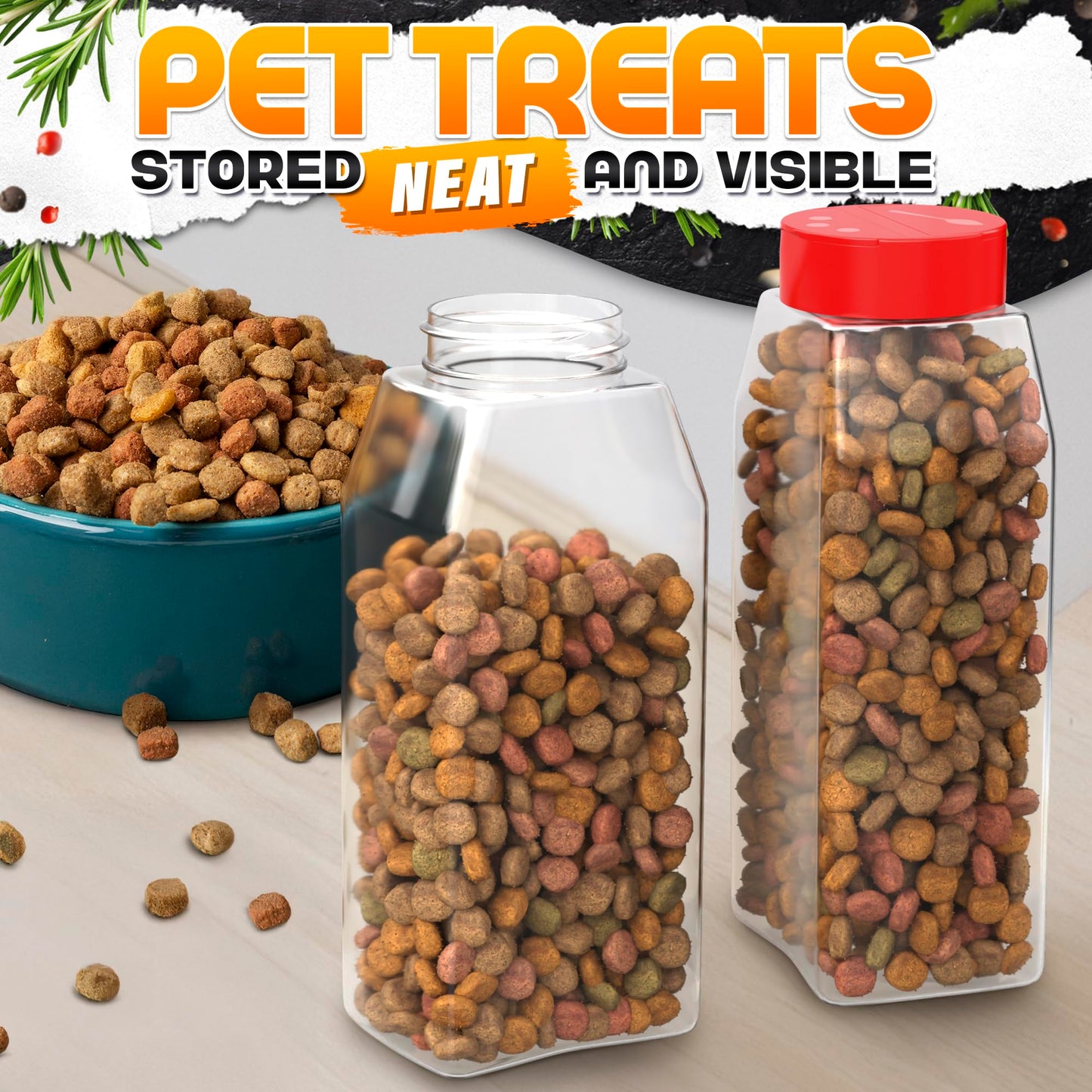 2Pcs Large Seasoning Containers with Wide Mouth for Easy Filling – 32 Oz Spice Containers with Dual Shake Airtight Lids for Spices | Transparent Seasoning Shaker, Durable & Odor-Resistant Spice Shaker