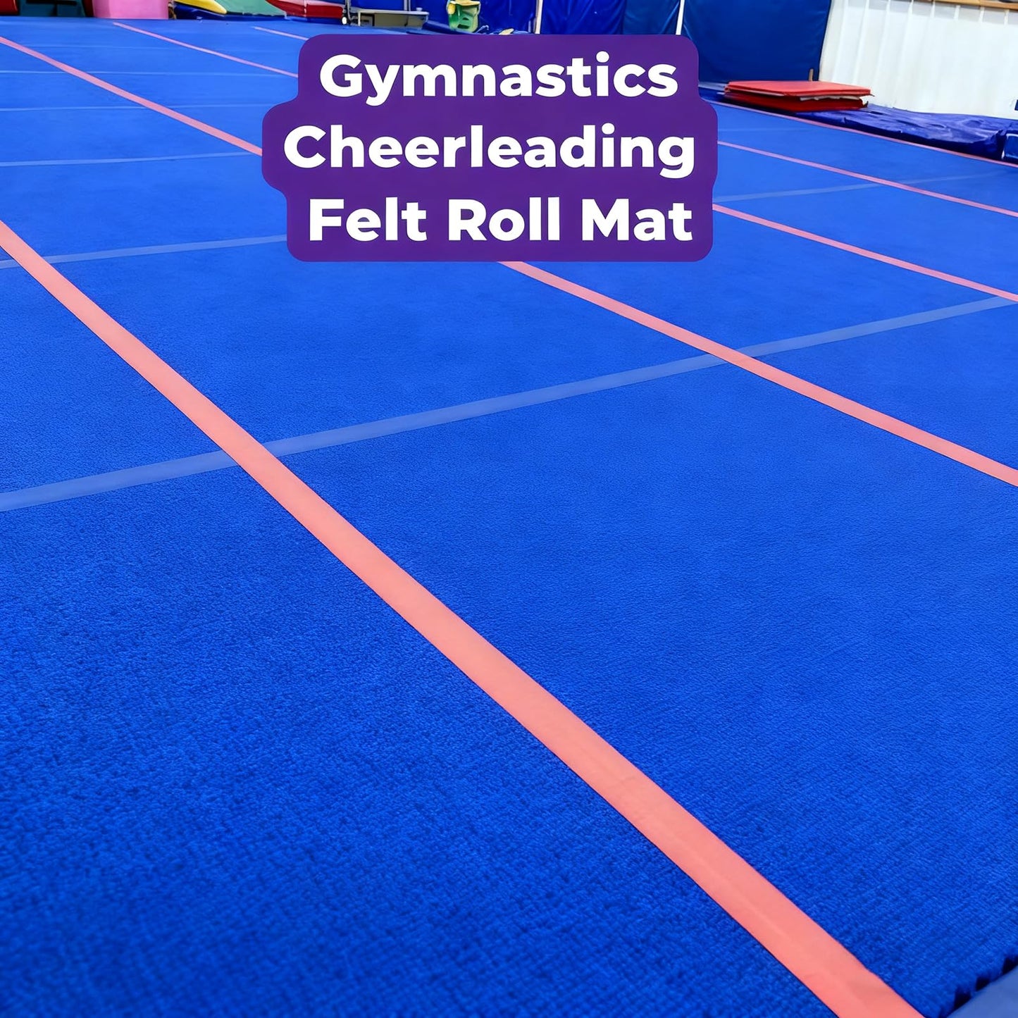 Premium Indoor Gymnastics Track Exercise Mat with Grippy Gym Carpet Top - Sturdy Foam Wrestling Mat for MMA, Cheerleading, and Fitness - Roll Out Design for Easy Setup