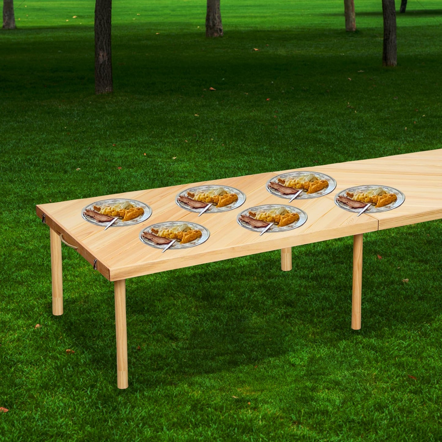 Zupemo 80"x28" Boho Wooden Picnic Table, Portable Outdoor Low Picnic Table with Adjustable Legs 13" & 16" for Floor Seating, Beach, Camping, BBQ, Backyard, 80x28in