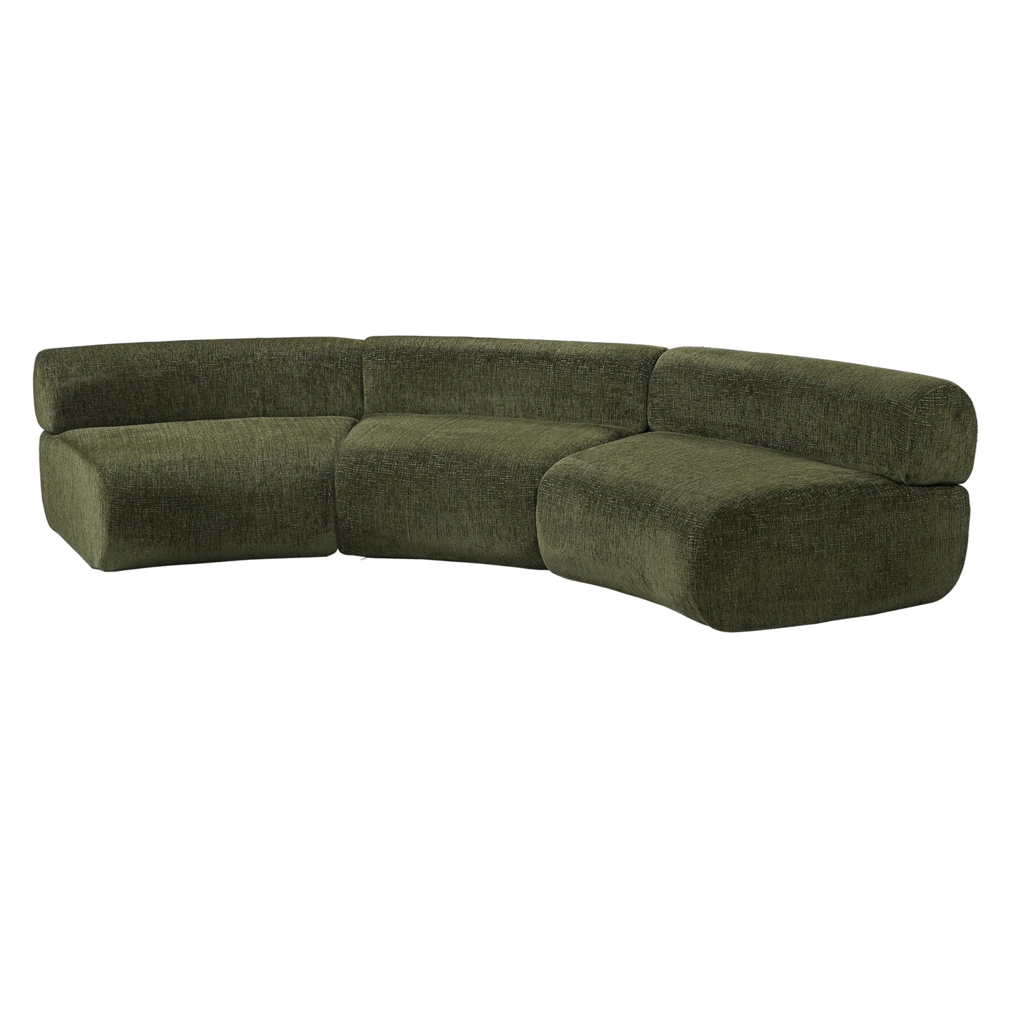 Christopher Knight Home Amino 118.5" Modular Sectional Sofa Chair, Modern Curved 3-Seater Large Sofa Couches, Comfy Upholstered Sectional Cloud Couch for Living Room, No Assembly Required, Green