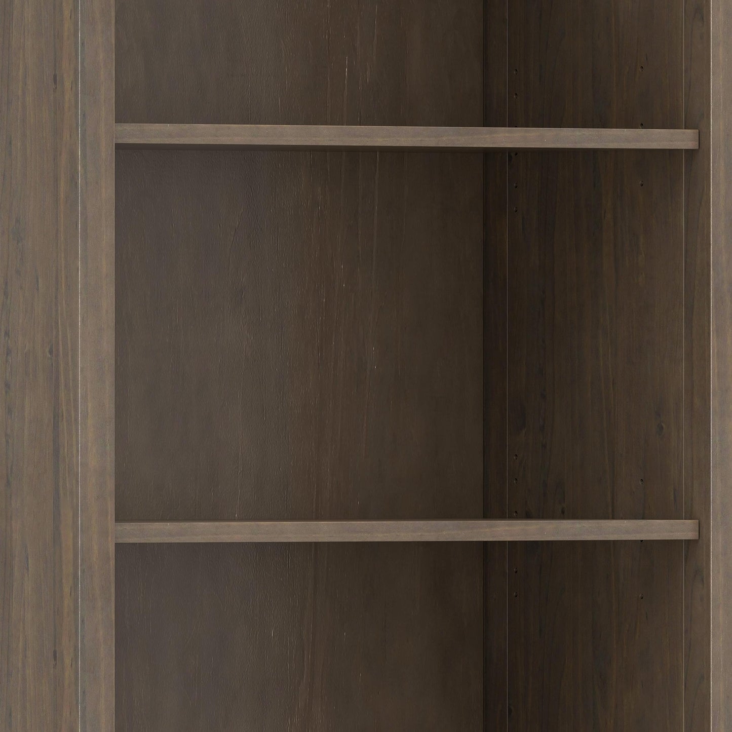 SIMPLIHOME Ela Bookcase - 72 inch Tall 5-Shelf Solid Wood Bookshelf in Smoky Brown, Transitional Storage for Living Room, Study Room or Office with Open Design and Sleek Panel Detailing