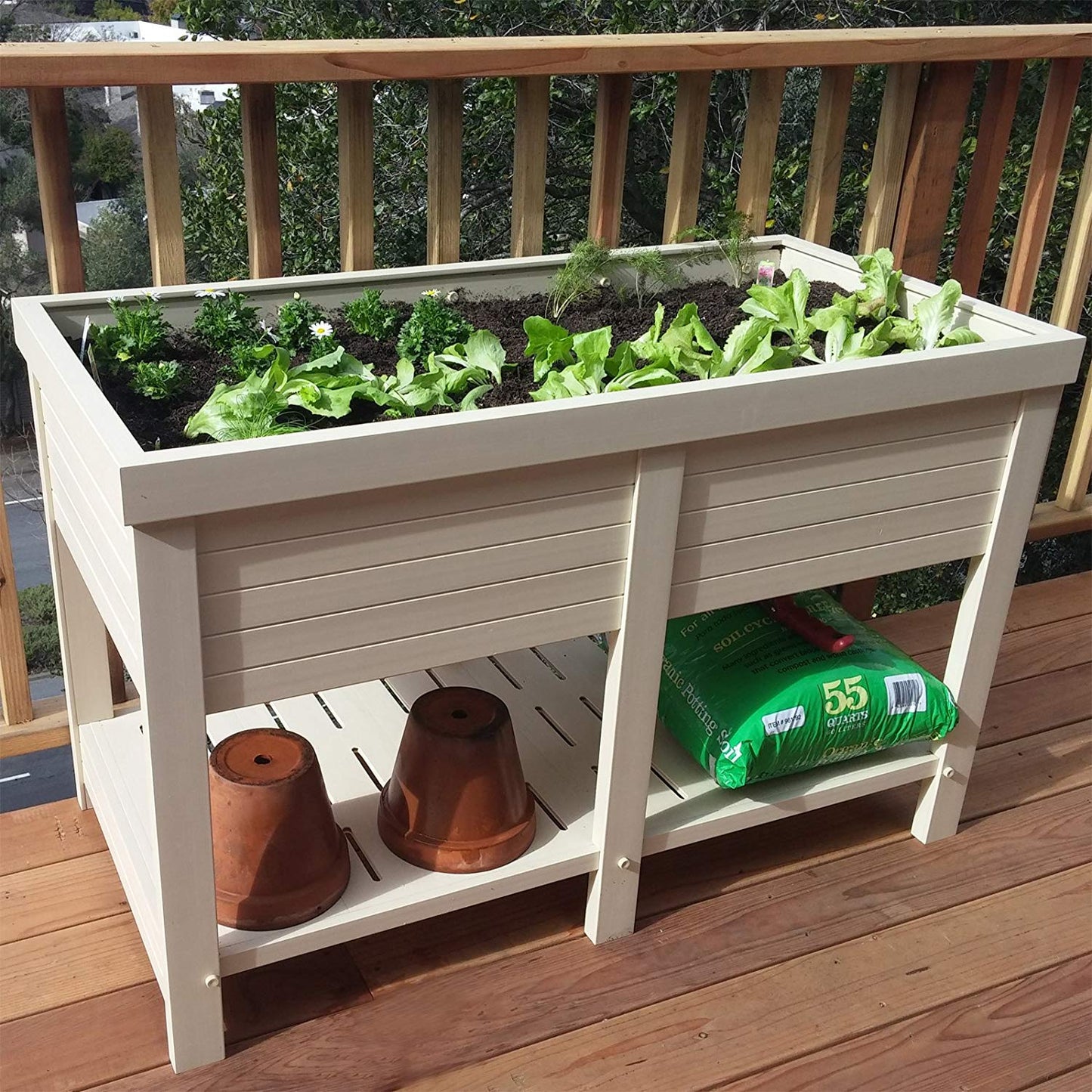 New Age Garden 48" Wide Elevated Planter Box, Raised Garden Bed for Flowers, Herbs & Vegetables, Durable, UV Resistant, Paintable and Easy to Assemble.