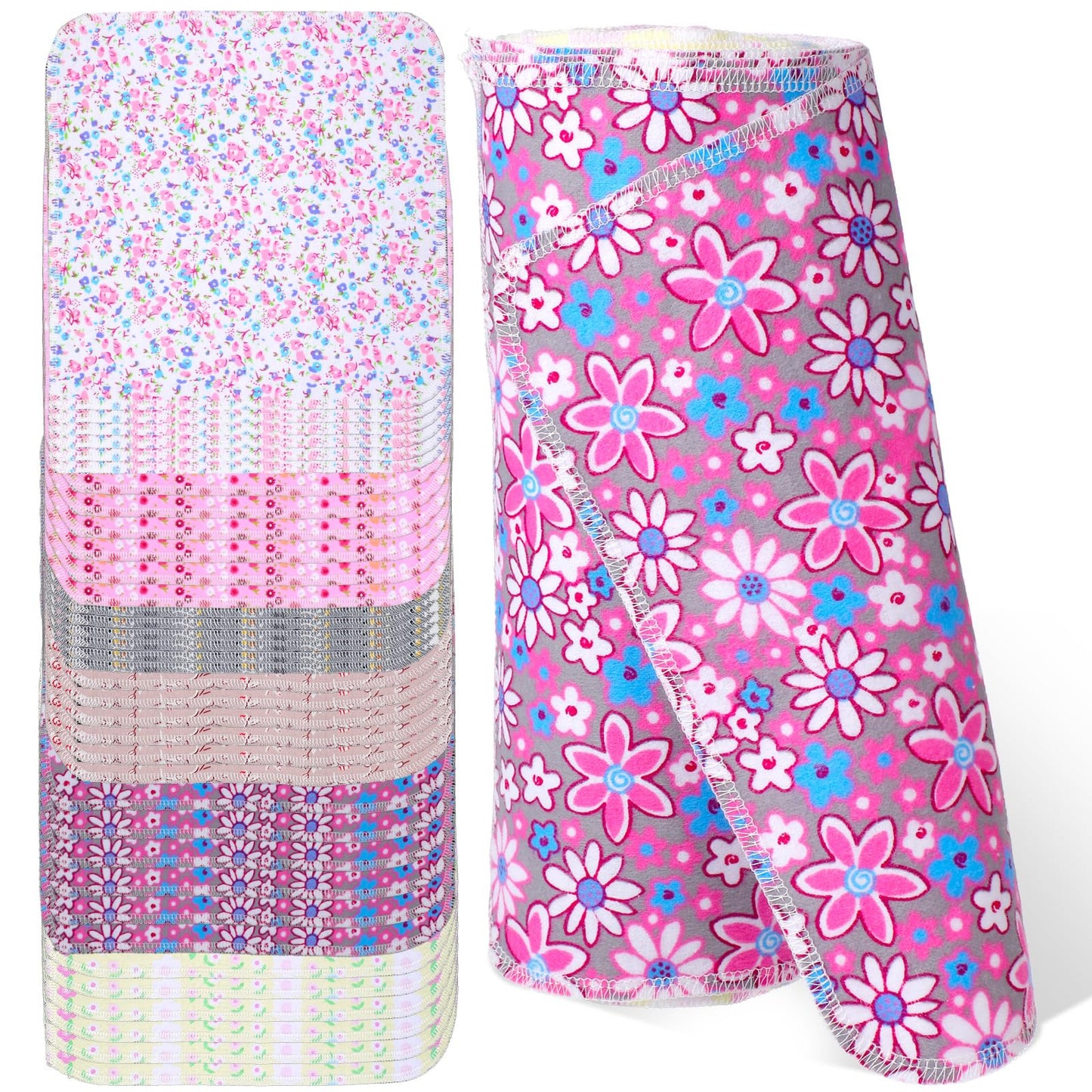 36pcs Reusable Paper Towels Rolls Kitchen Towels Bulk Washable Paperless Cloth Cotton Hand Napkins Reusable Napkins Flowers Cleaning Cloths Cotton Cloth for Kitchen Bathroom Christmas