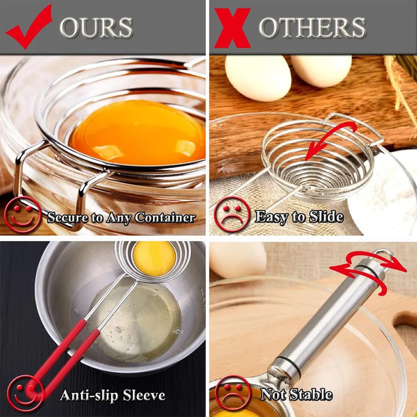 Egg Separators Food Grade e Stainless Steel Egg Yolk White Separation kitchen gadget Egg Yolk White Filter