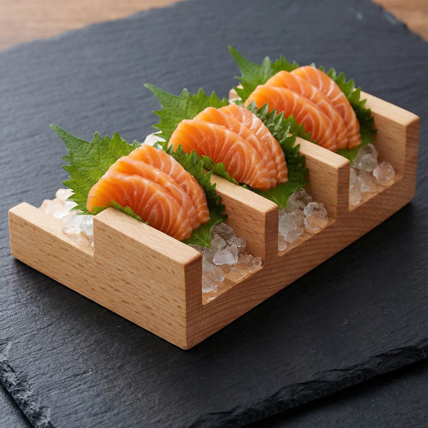 VOSAREA Sushi Taco Holder Wood Sushi Display Rack U Shaped Sashimi Plate Sushi Hand Roll Stand Sushi Platter Wood Taco Holder Sushi Taco Plate Japanese Novelty Serving Tray