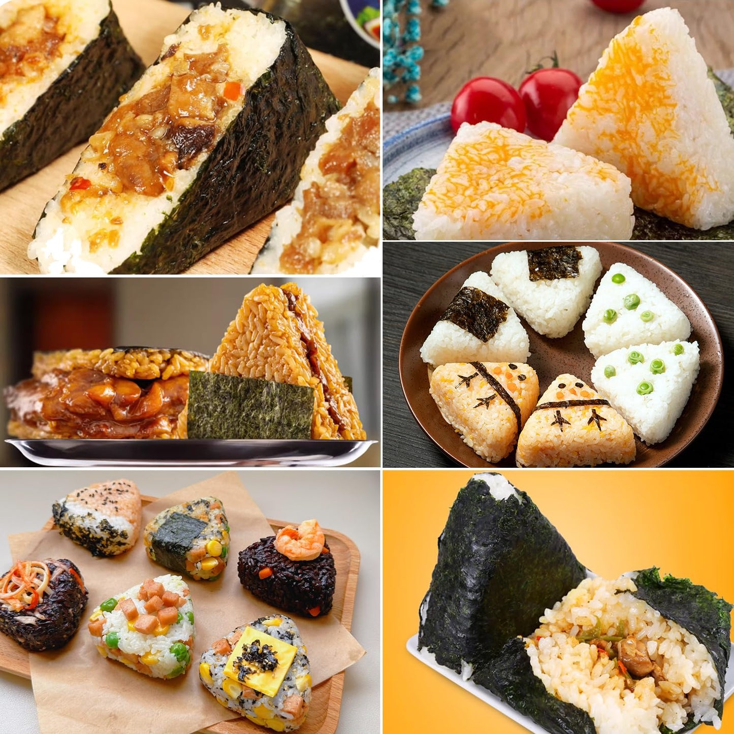 Musubi Press Mold Kit,Onigiri Mold Triangle,4 Pack Japanese Rice Cooker Kit for Lunch Bento