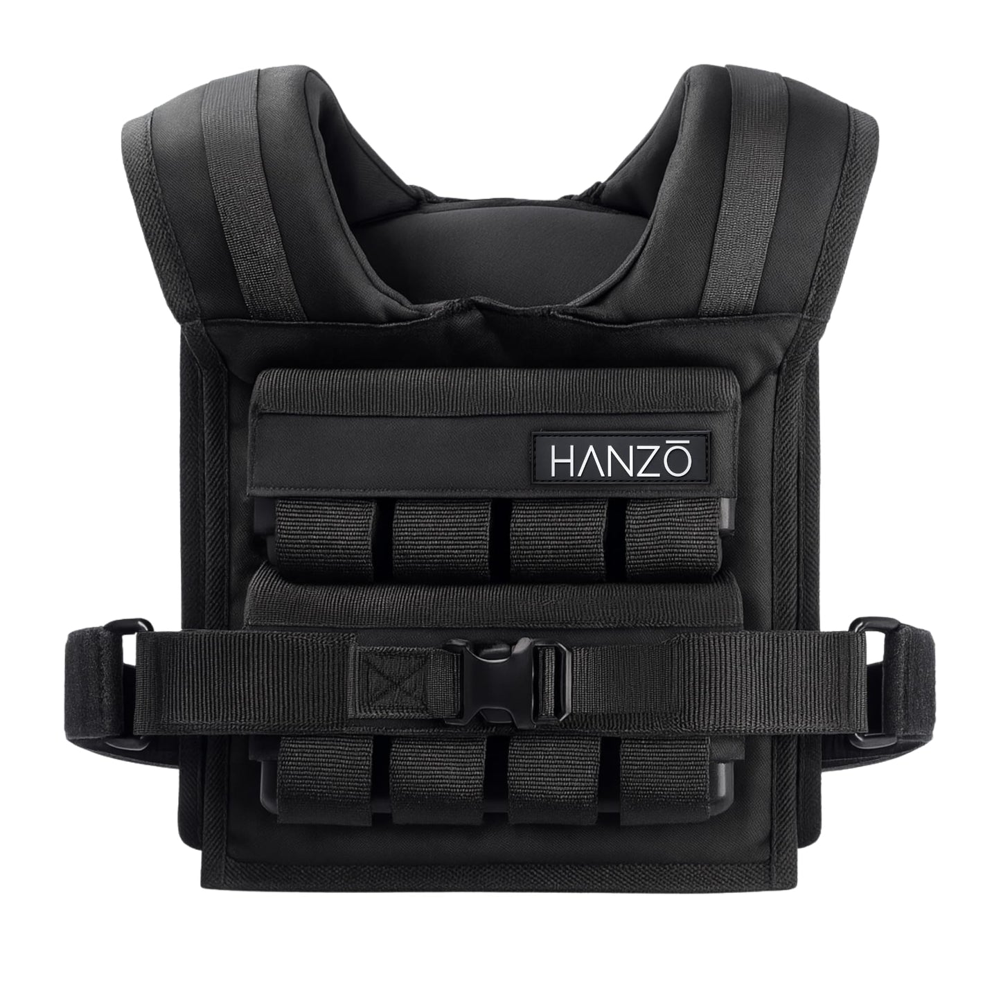 HANZO Weighted Vest for Men - Rucking & Strength Training Vest 25lbs–65lbs, Weight Vest With Removable Iron Weights, Adjustable Heavy Duty Weighted Workout Vest for Calisthenics & Fitness Training, Rucking Vest
