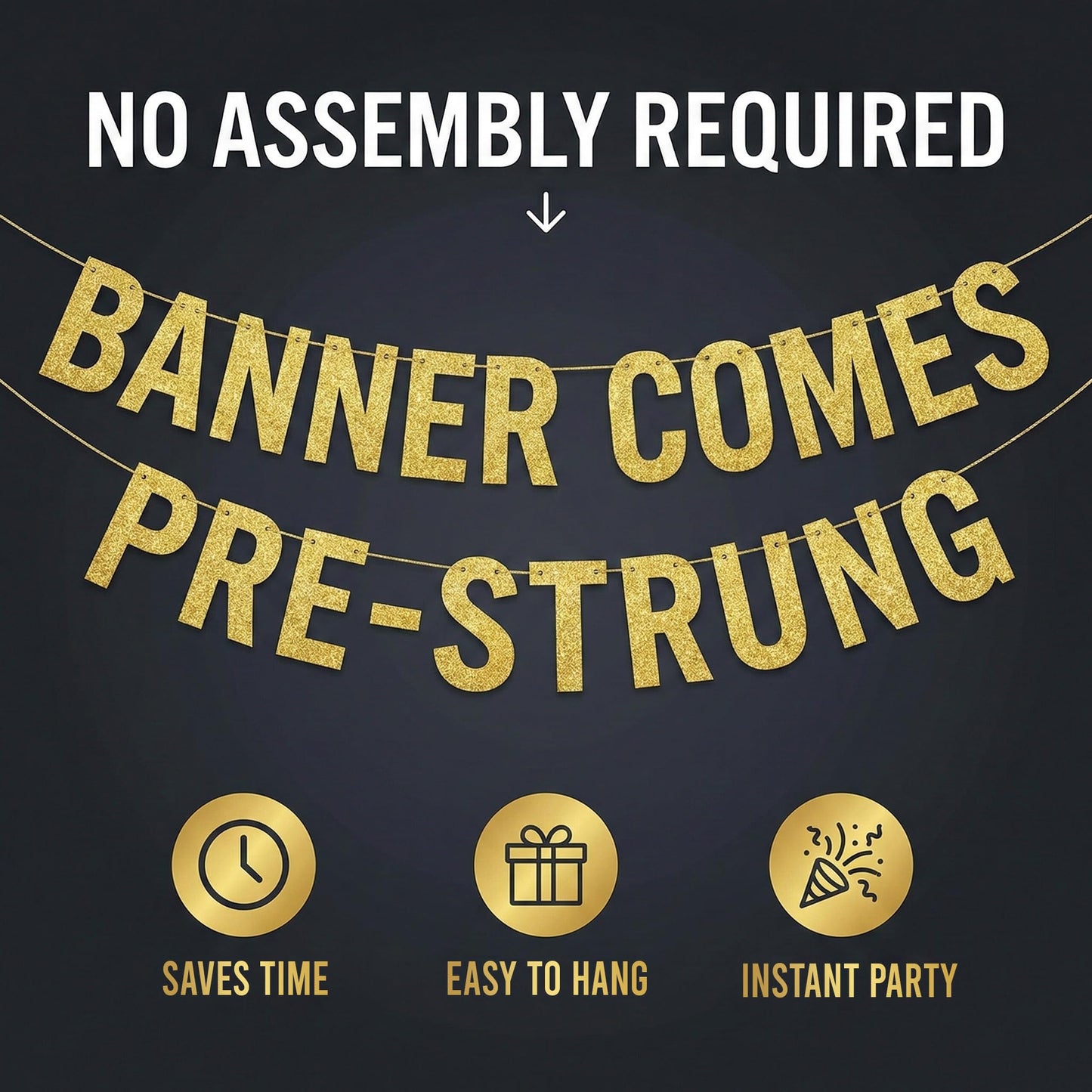 Pre-Strung This Skibidi Rizzler is 15 No Cap Gold Glitter Banner - Funny 15th Birthday Decorations for Teen Boys and Girls - Birthday Party Supplies and Gifts