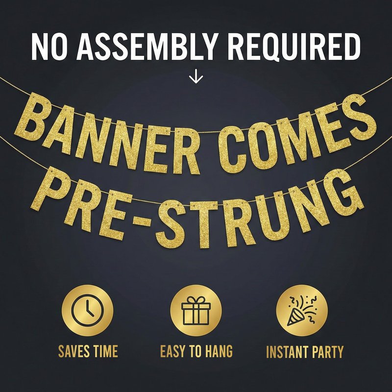 Pre-Strung Puke & Rally Gold Glitter Banner - Funny Bachelorette Party Decorations for Her - Party Supplies, Favors and Gifts
