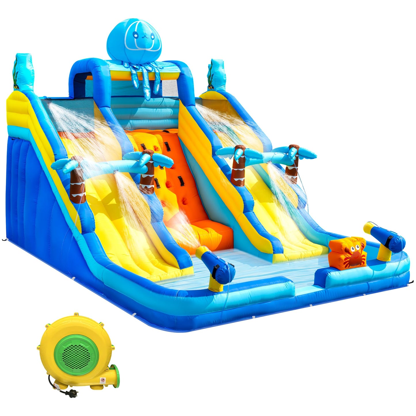 17FT Oxford Inflatable Water Slide Backyard Water Park with Slide & Splash Pool Suitable for Summer Outdoor Entertainment Pool Parties and Family Gatherings(Including -Blower)