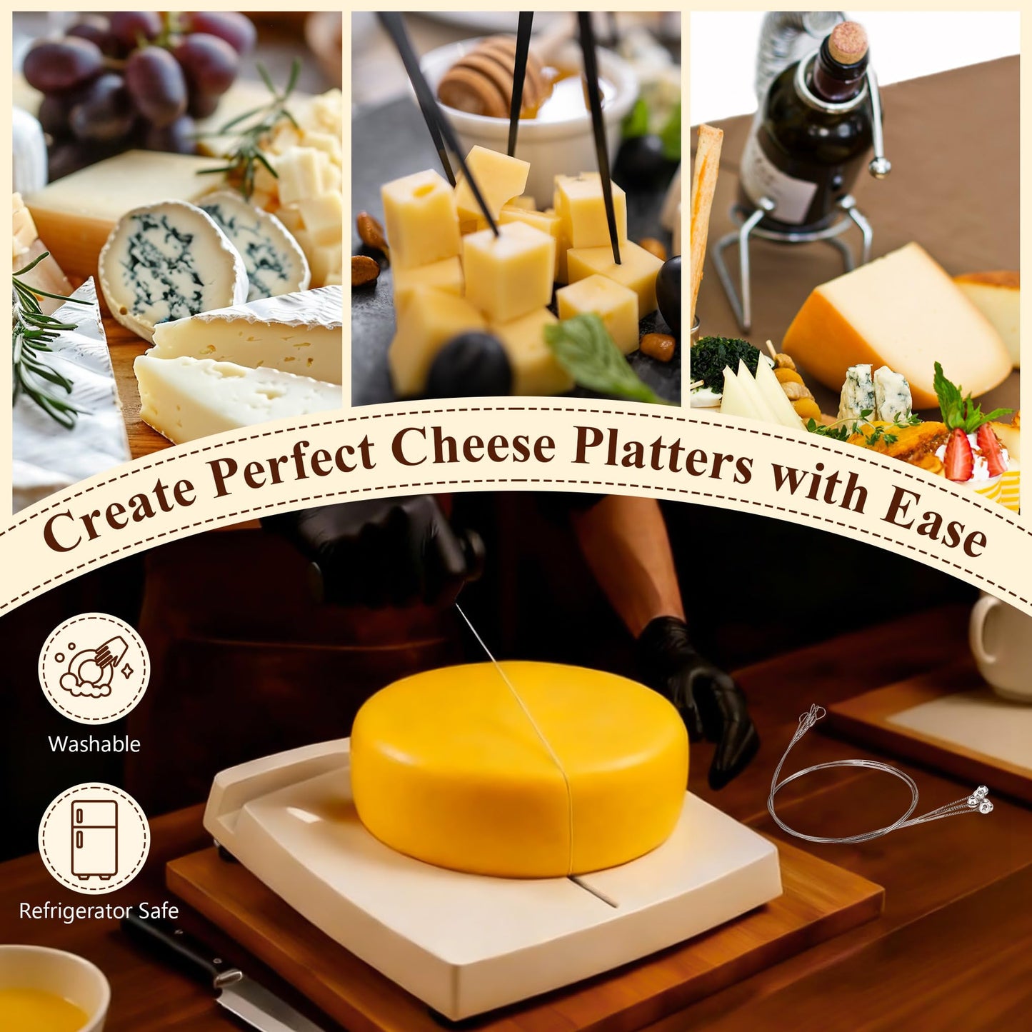 Replacement Cheese Cutting Wires Compatible with Boska Cheese Commander Pro/Pro+, Stainless Steel Cutter Wire Replacement, Fit & Easy to Install for Hard or Semi Hard Block Cheddar & Gouda(6 Pack)