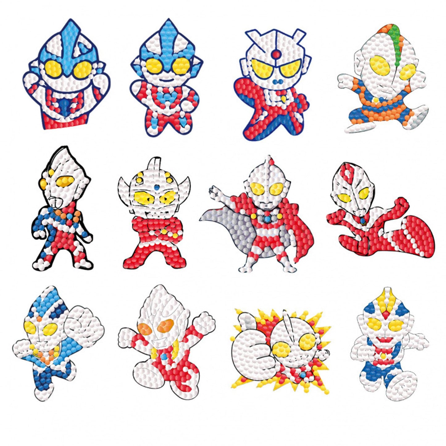 PICNICFUN Diamond Kits Stickers for Kids 24 PCS 5D DIY Cartoon Characters Handmade Rhinestone Mosaic Art Craft (Cartoon Hero)